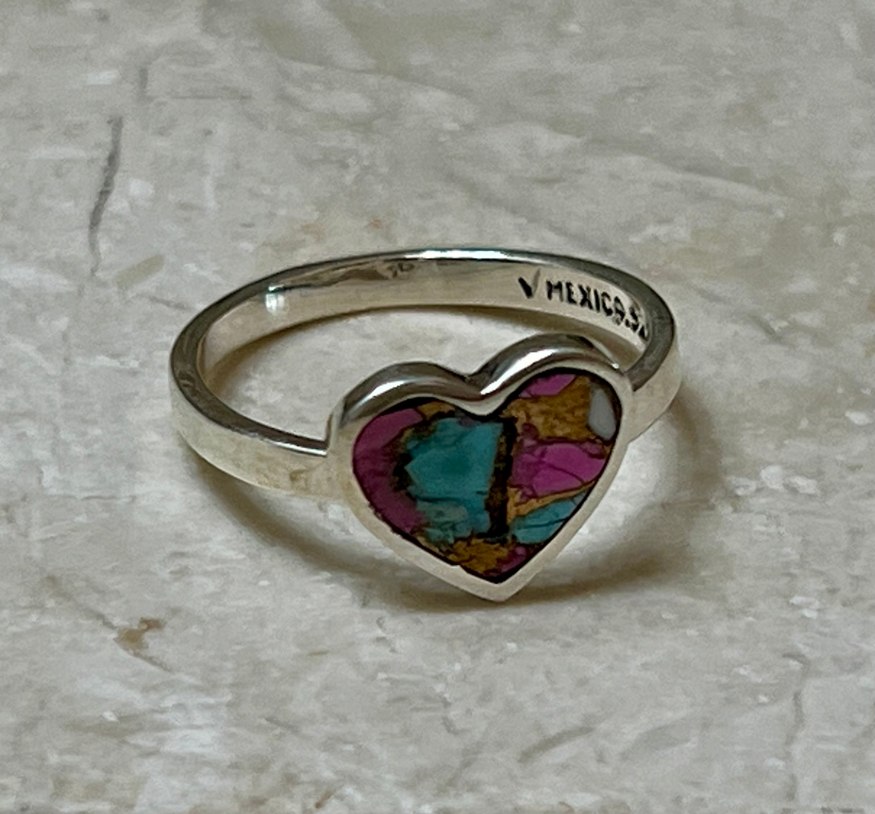 Cotton Candy Sterling Silver Heart Ring Size 8