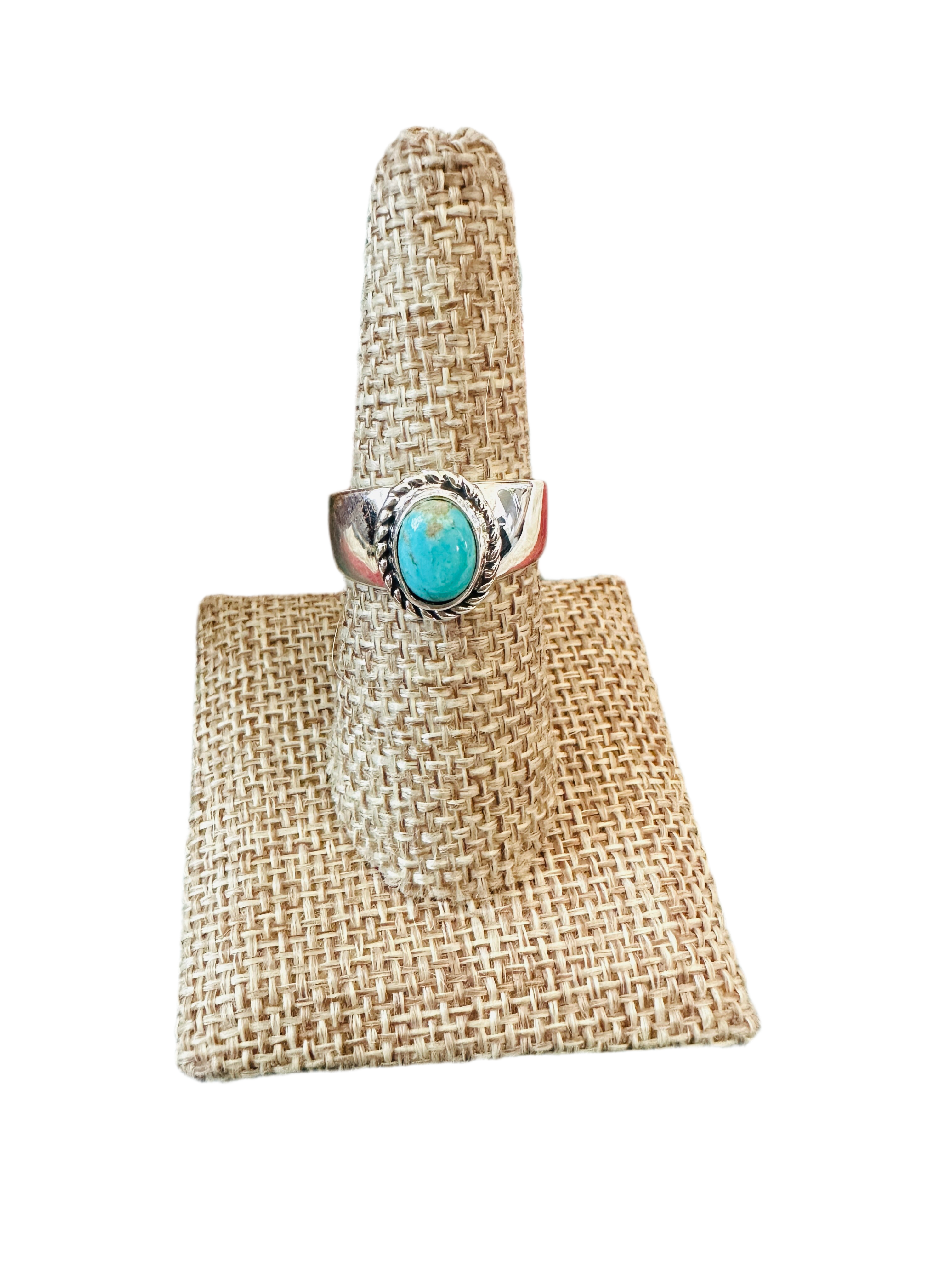 Handcrafted Turquoise & Sterling Silver Wide Band Ring