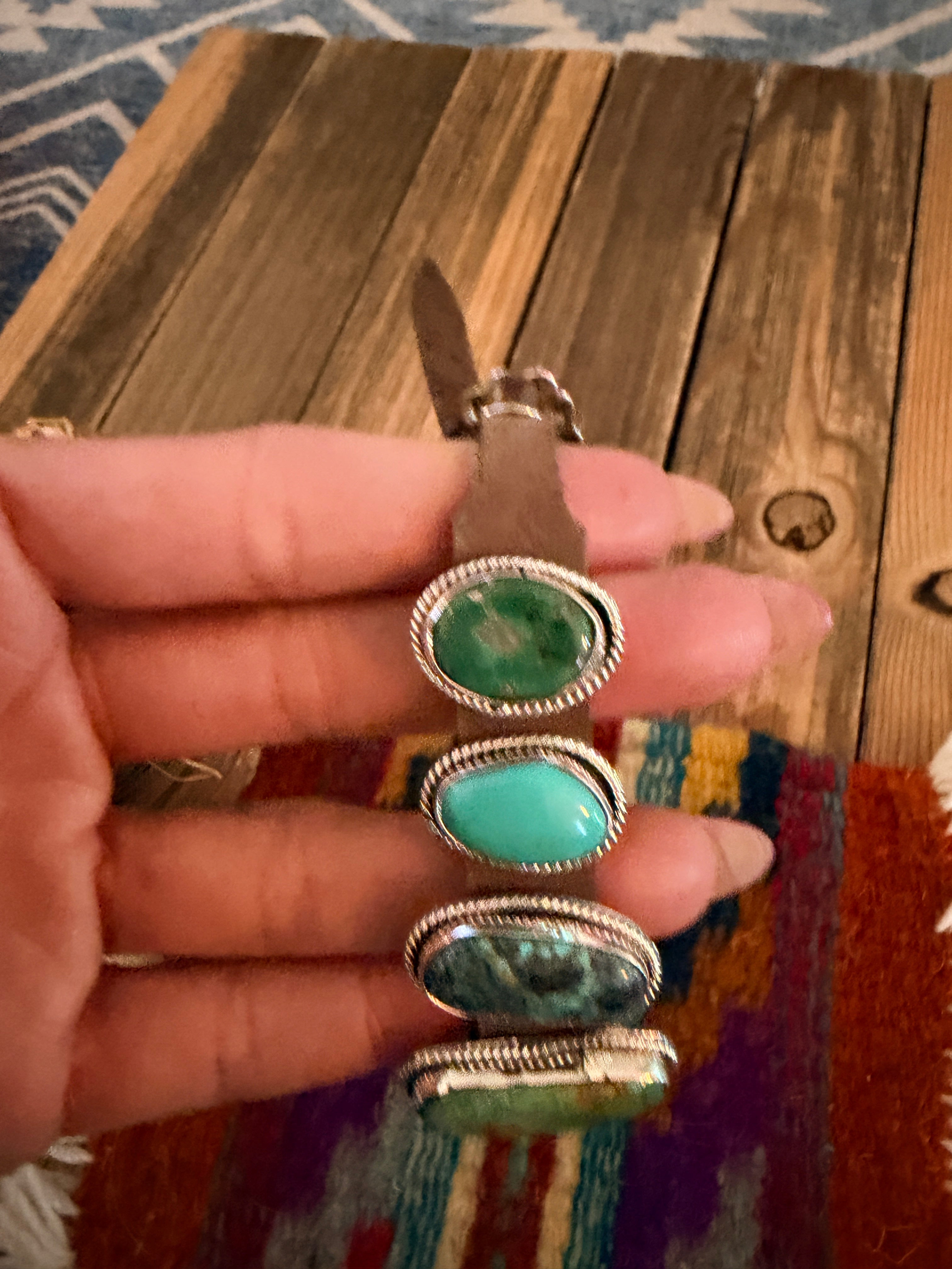 Handcrafted Multi Turquoise & Sterling Silver Leather Bracelet