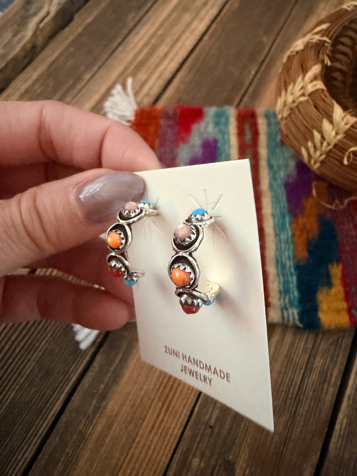 Handcrafted Sterling Silver & Multi Stone Snake Eye Hoop Earrings