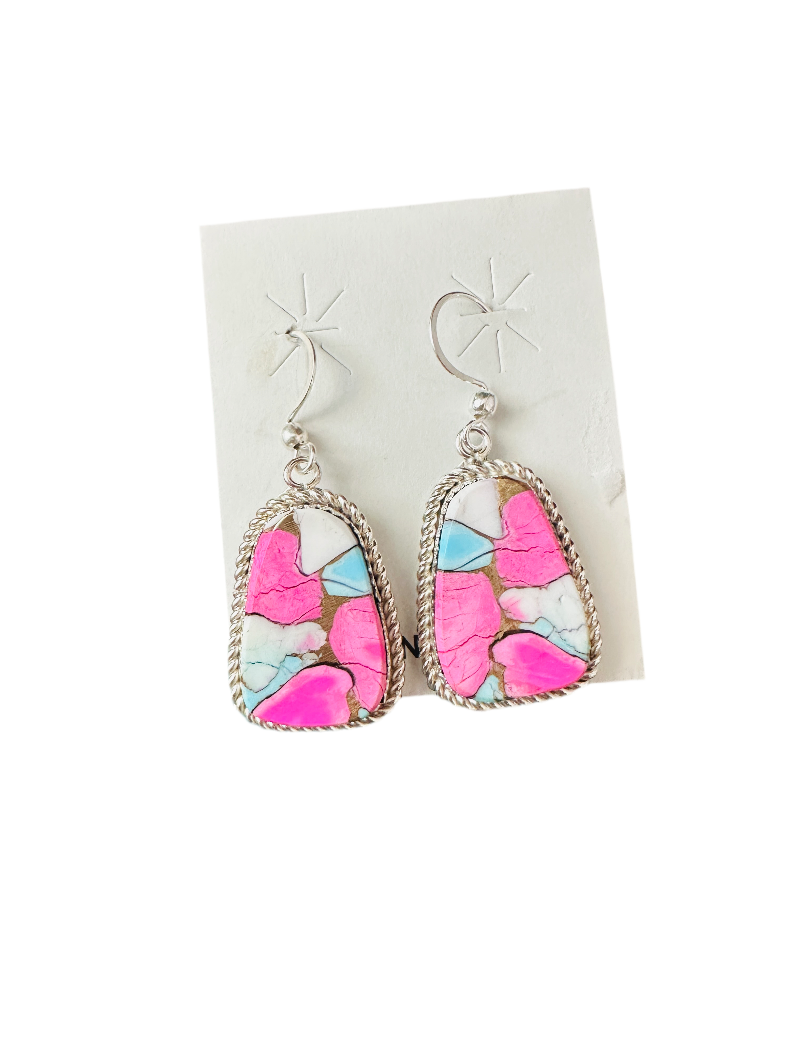 Handcrafted Cotton Candy and Sterling Silver Dangle Earrings