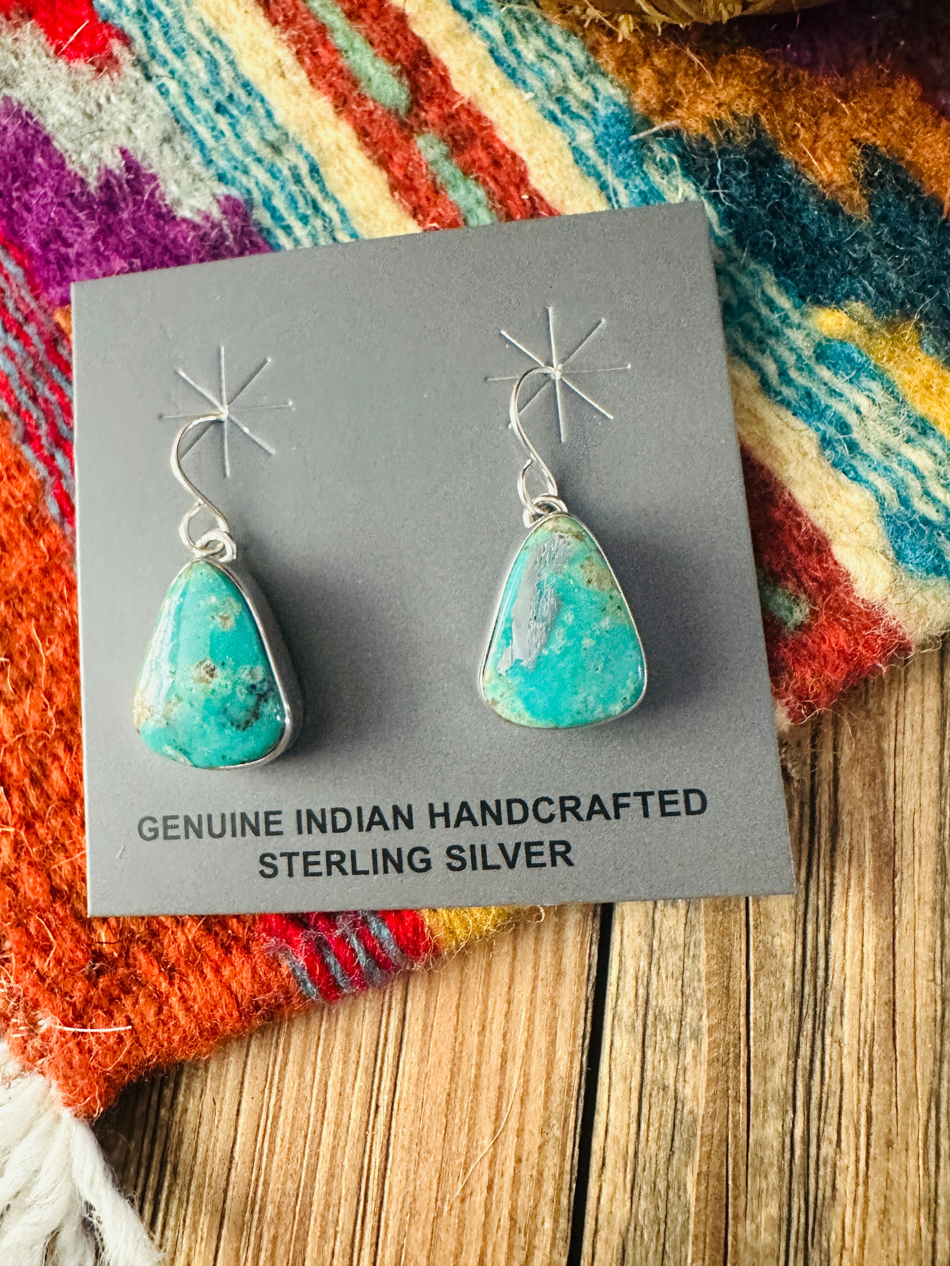 Handcrafted Turquoise & Sterling Silver Dangle Earrings