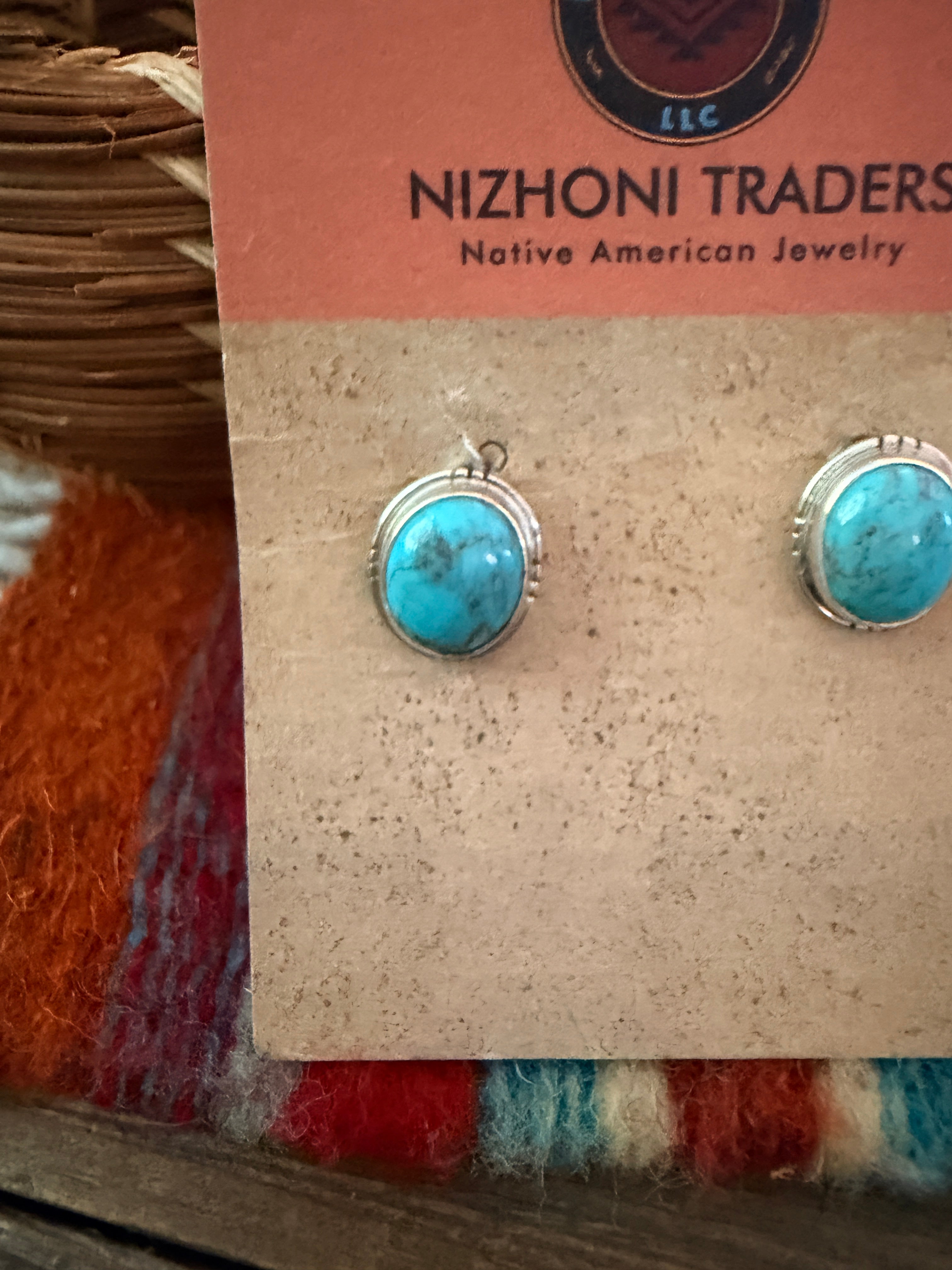 Handcrafted Turquoise & Sterling Silver Stud Earrings