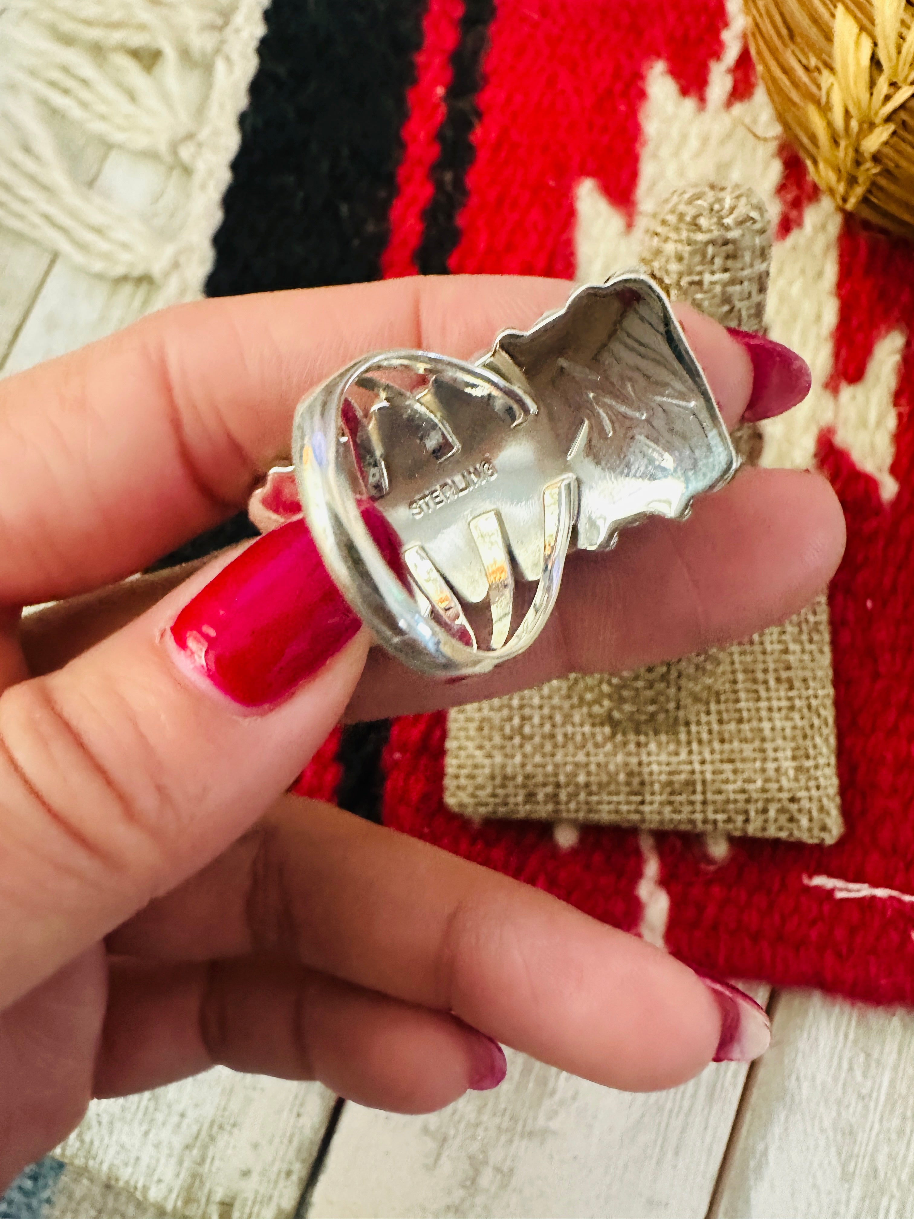 Handcrafted Blue Opal & Sterling Silver Cluster Ring