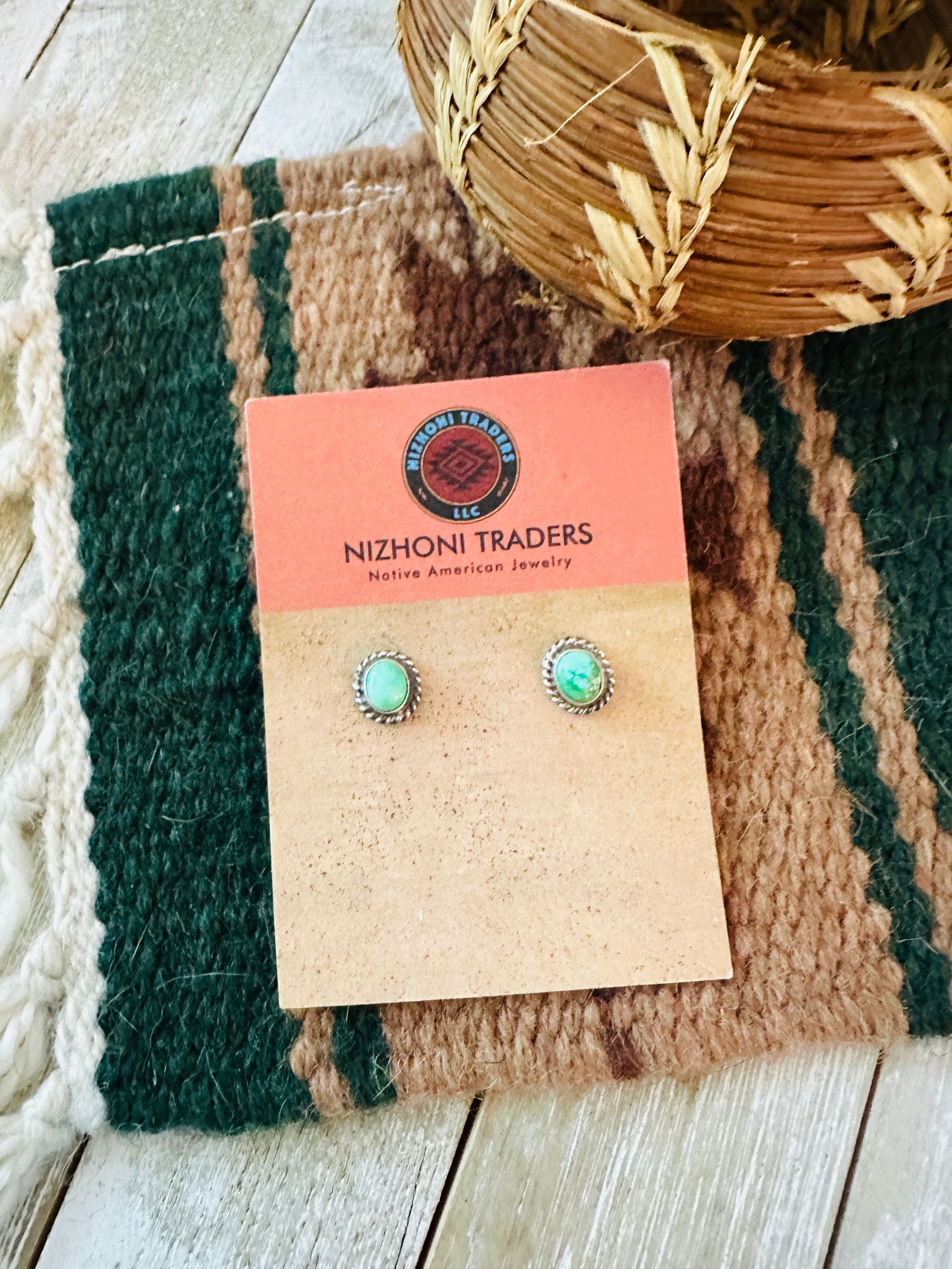 Handcrafted Sonoran Mountain Turquoise & Sterling Silver Stud Earrings