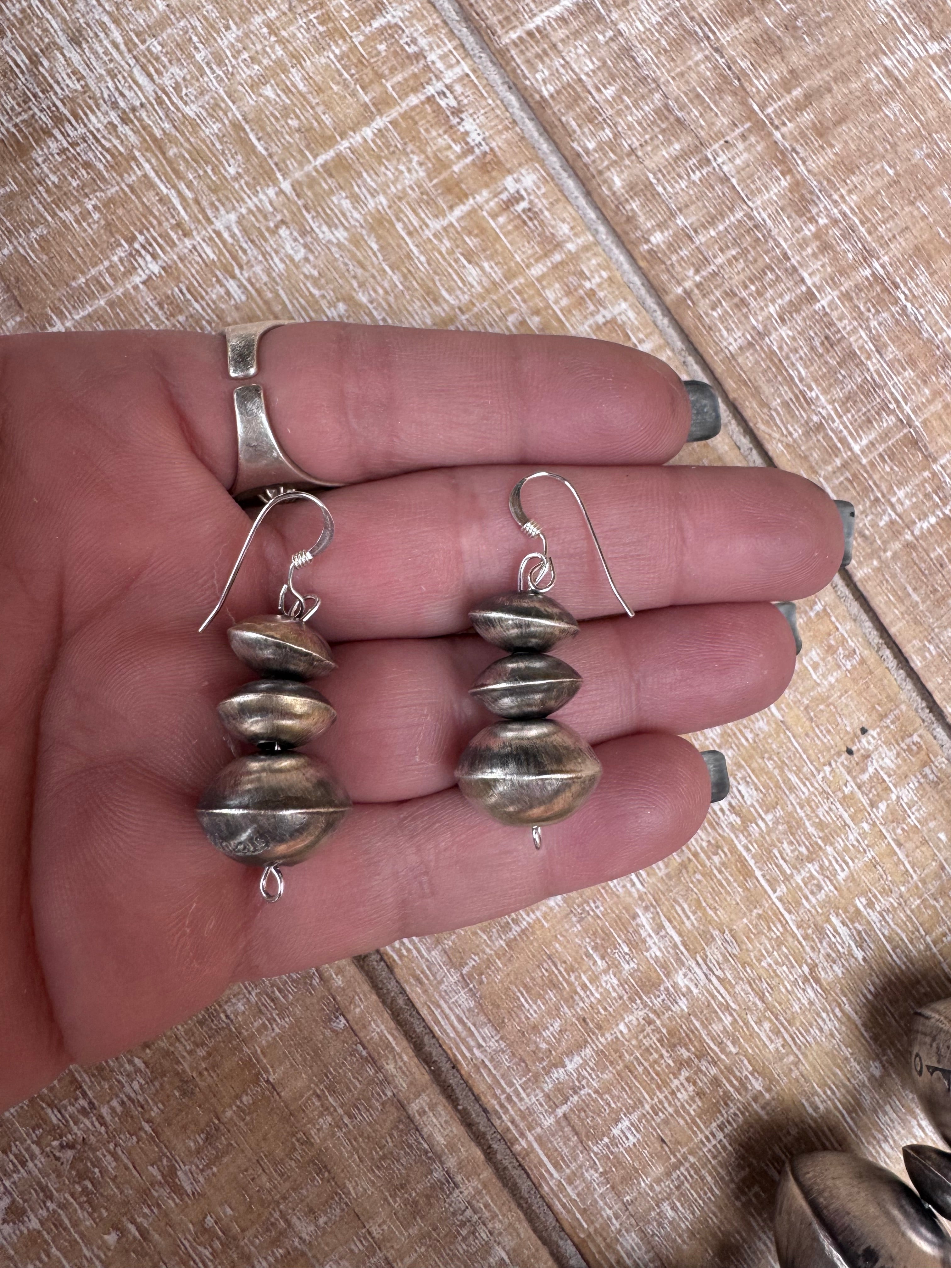 Handcrafted Jumbo Pearl Sterling Silver HandMade Dangle Earrings And Necklace Set