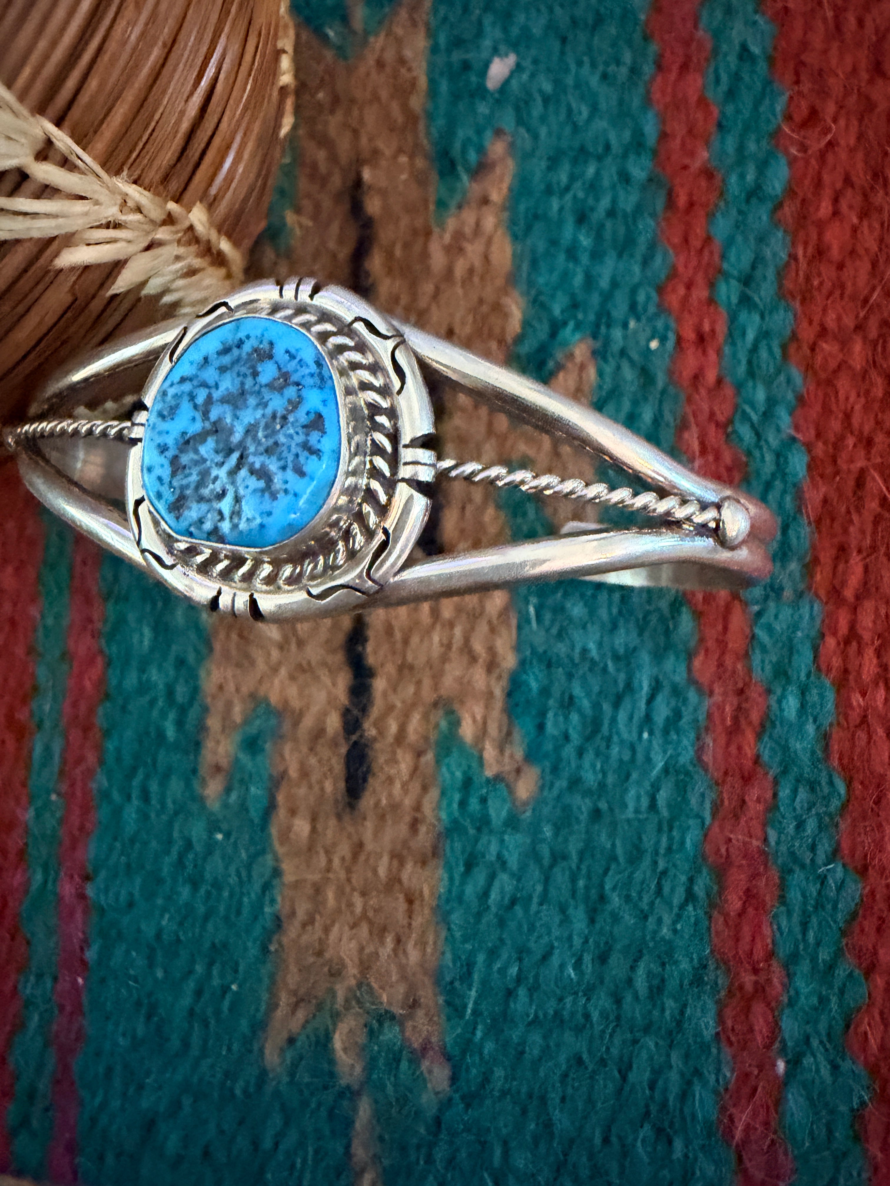 Handcrafted Turquoise & Sterling Silver Cuff Bracelet by David Skeets