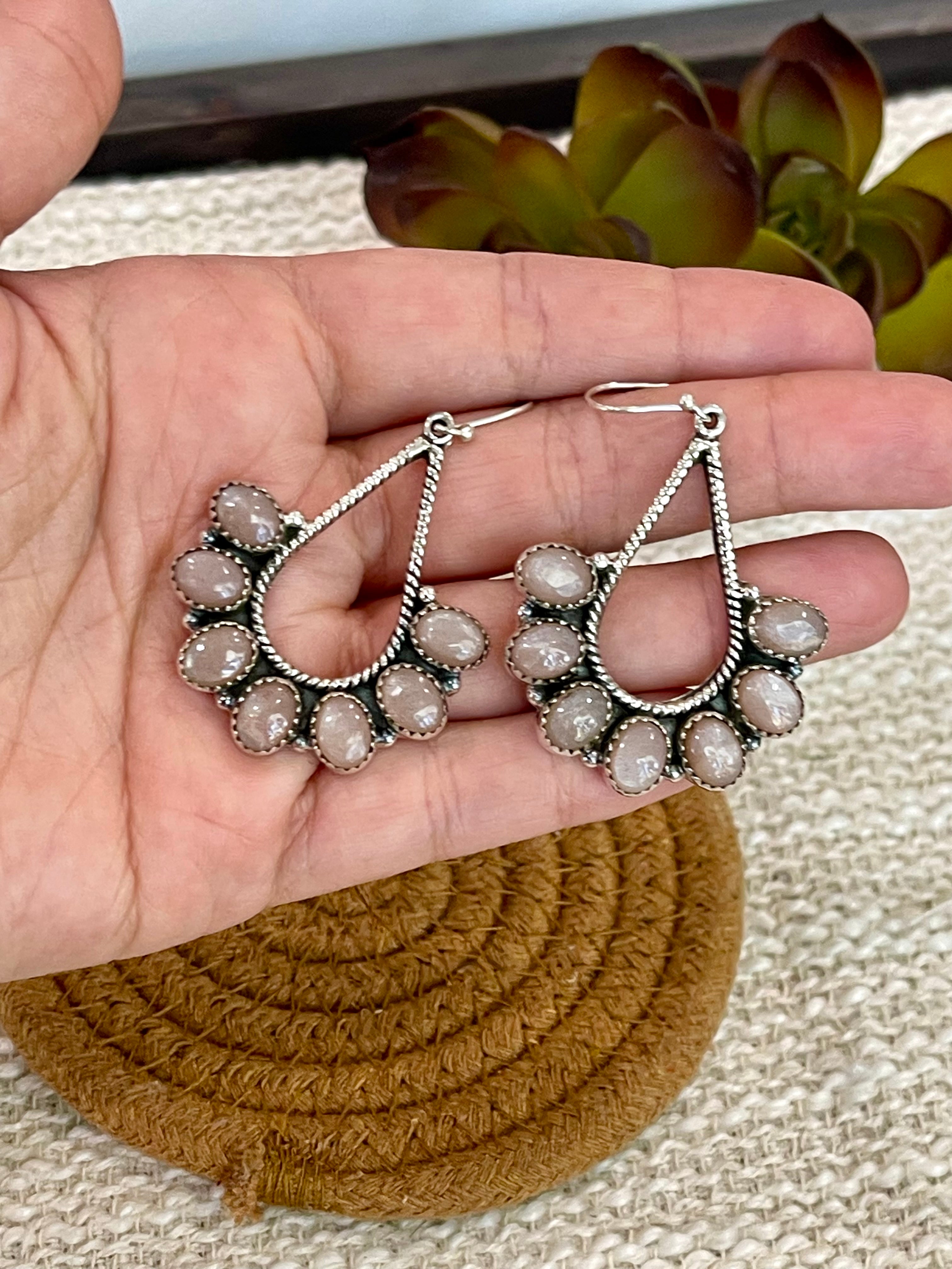 Handmade Mother Of Pearl & Sterling Silver Dangle Earrings