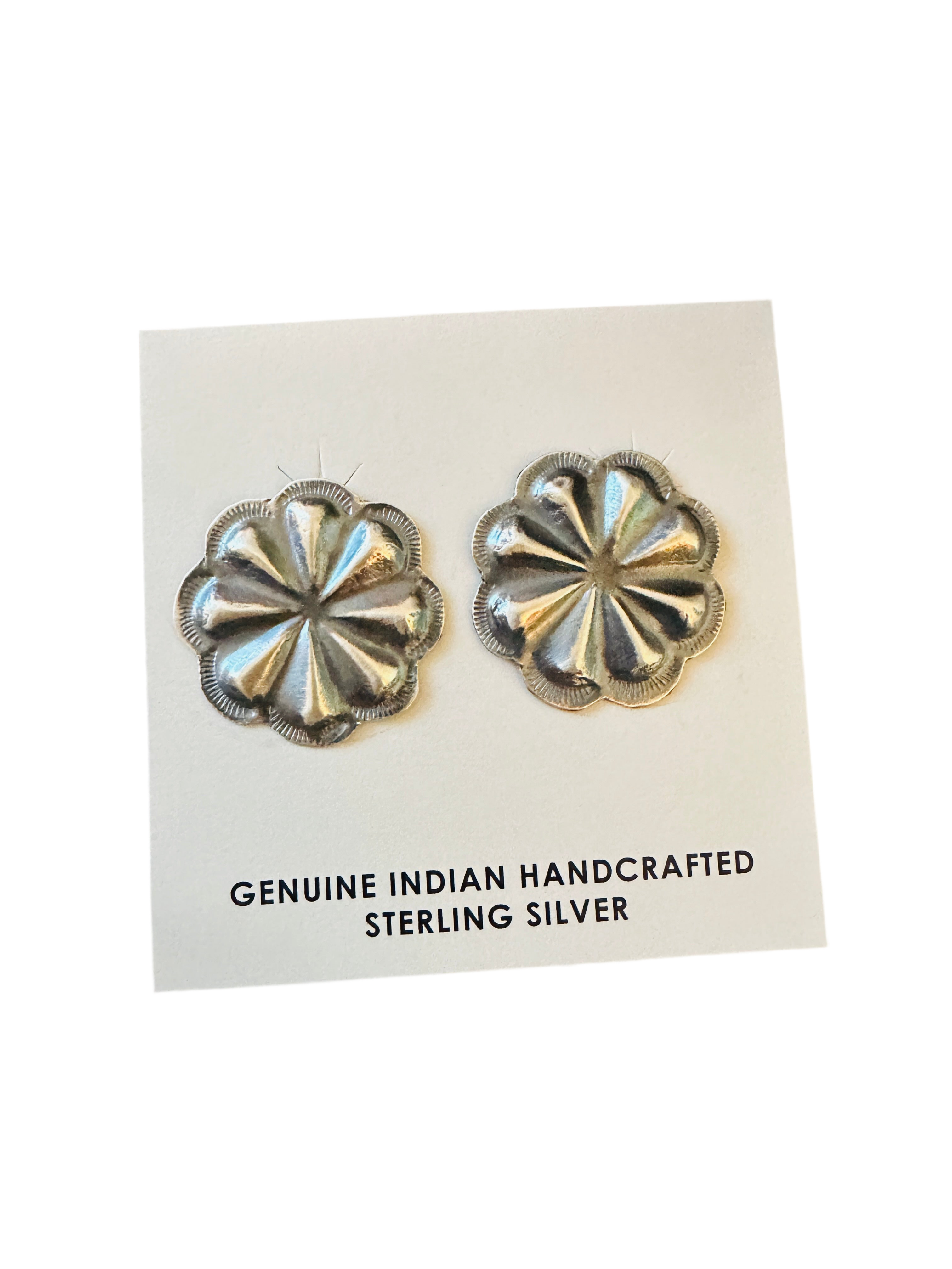 Handcrafted Sterling Silver Concho Stud Earrings