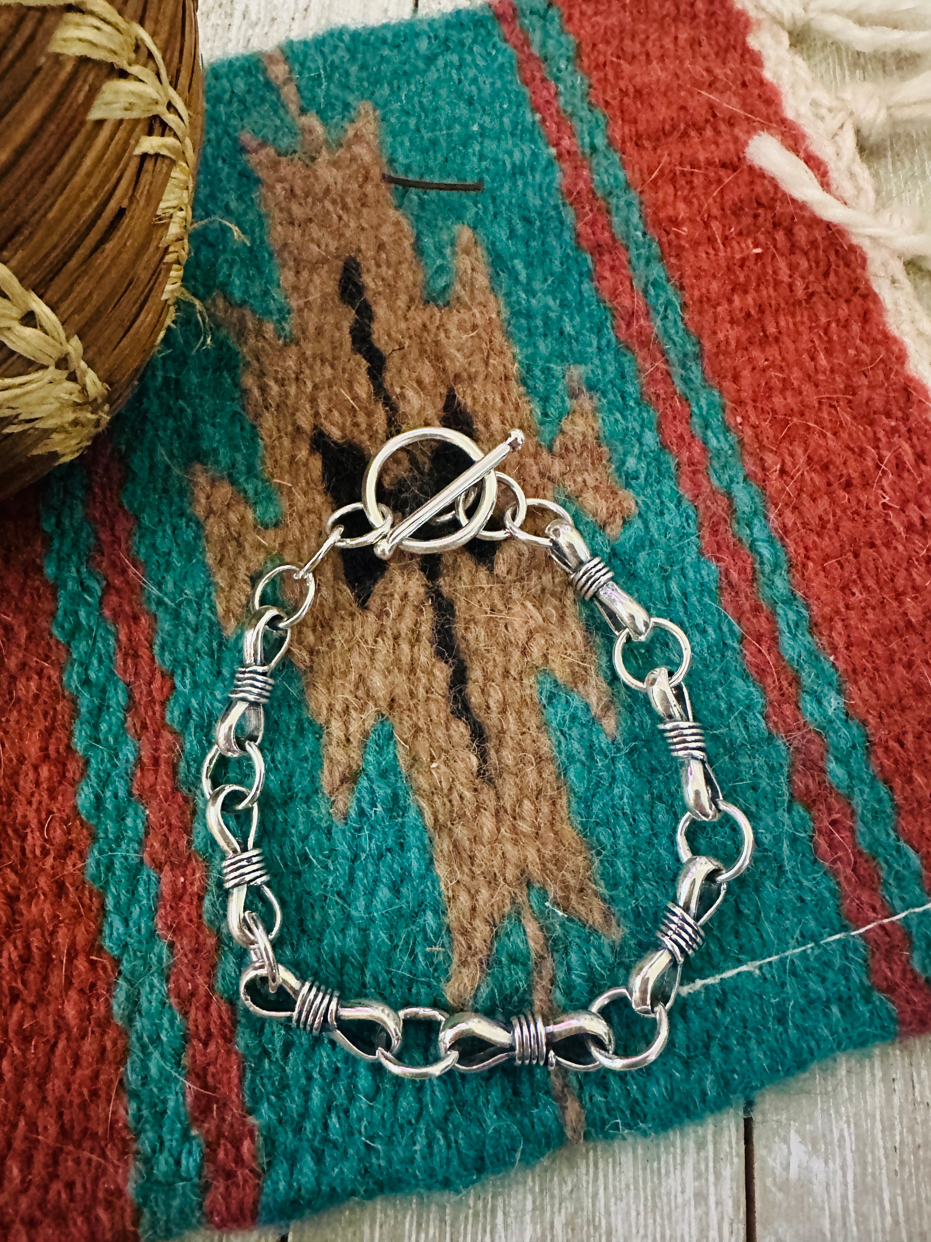 Handcrafted Sterling Silver Chain Link Bracelet 8"