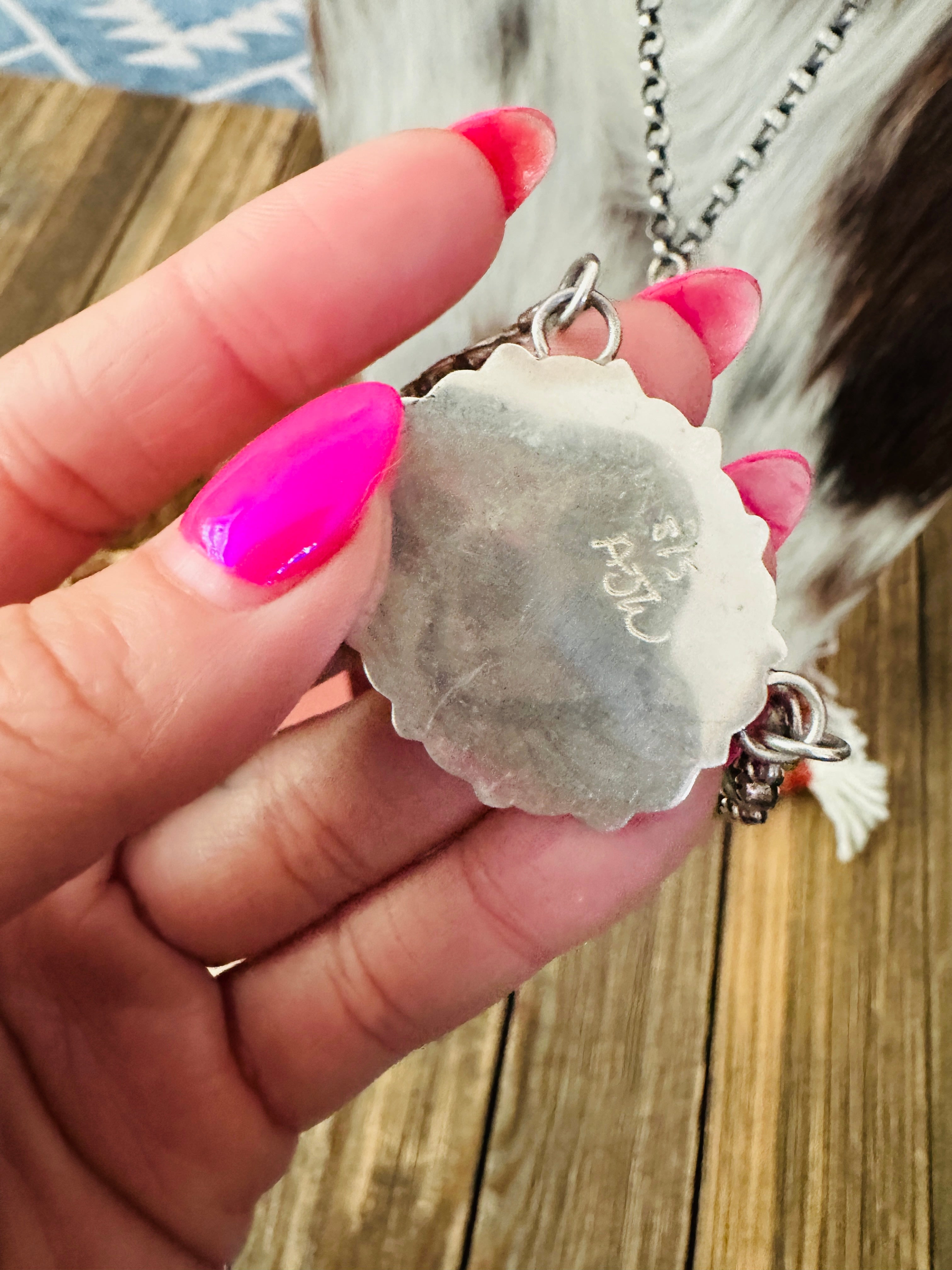 Handcrafted Turquoise & Sterling Silver Cluster Necklace and Earring Set