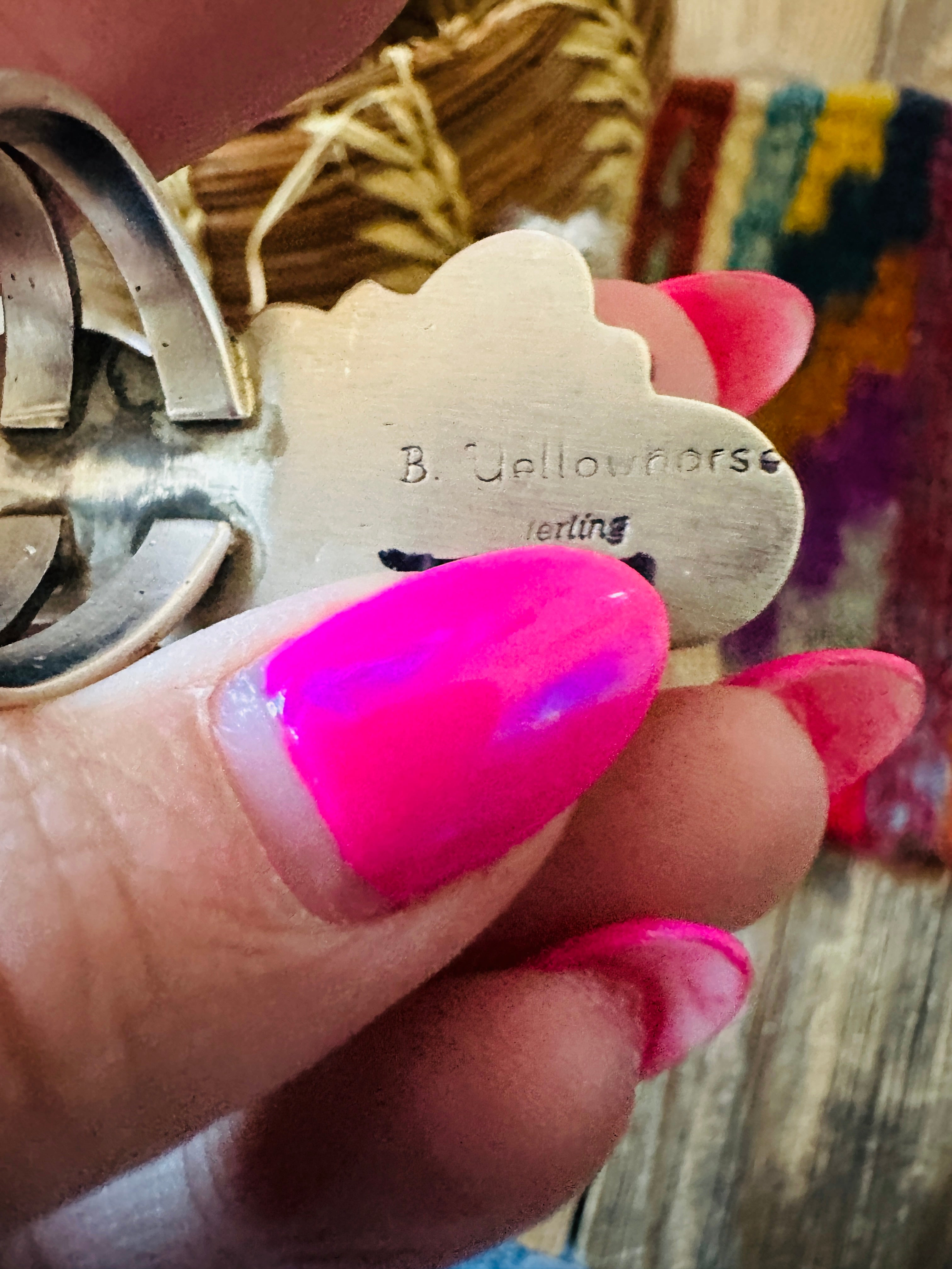 Handcrafted Turquoise & Sterling Silver Ring Size 9 by Blaine Yellowhorse