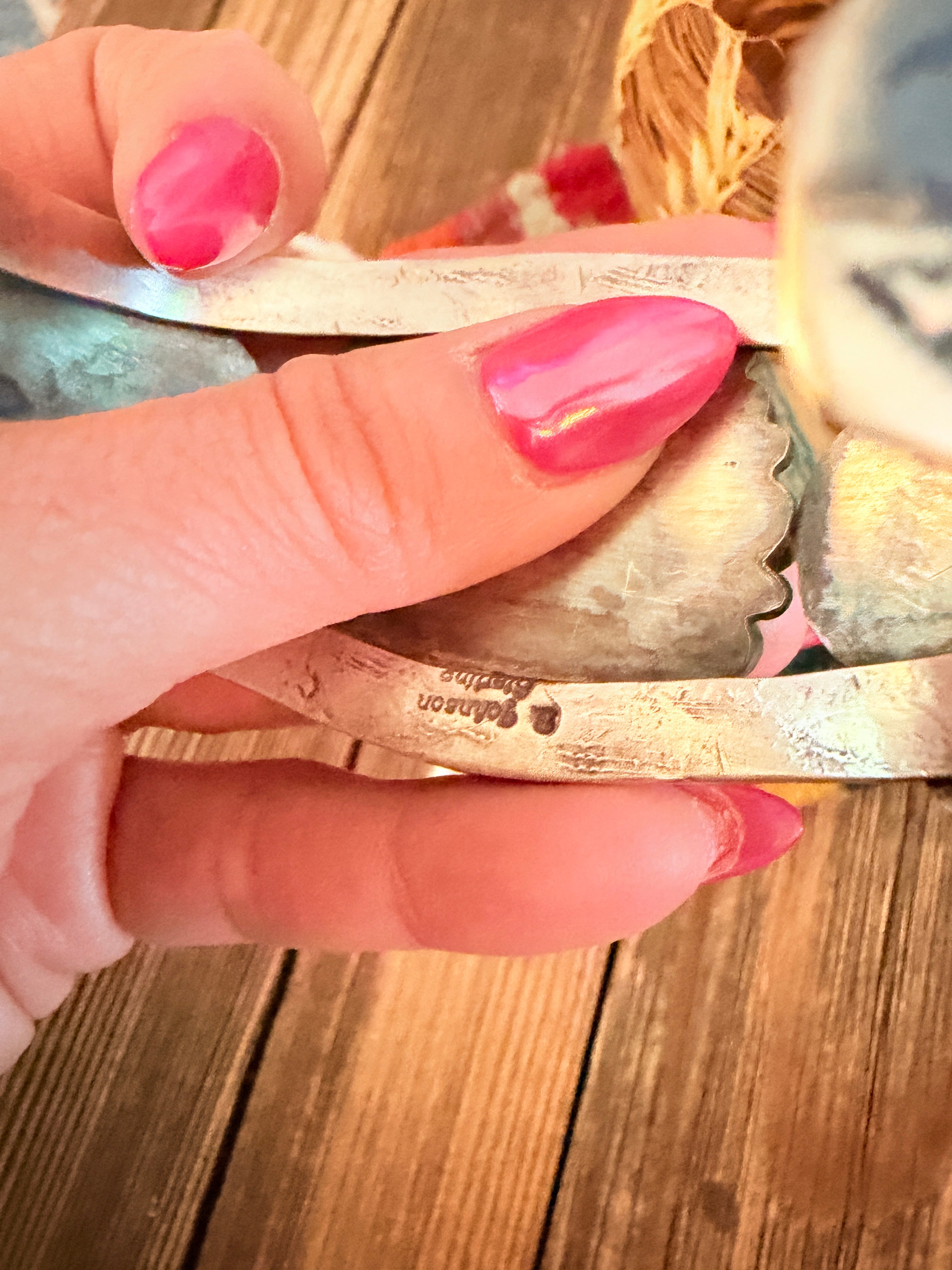 Handcrafted Turquoise & Sterling Silver Concho Cuff Bracelet by Bobby Johnson