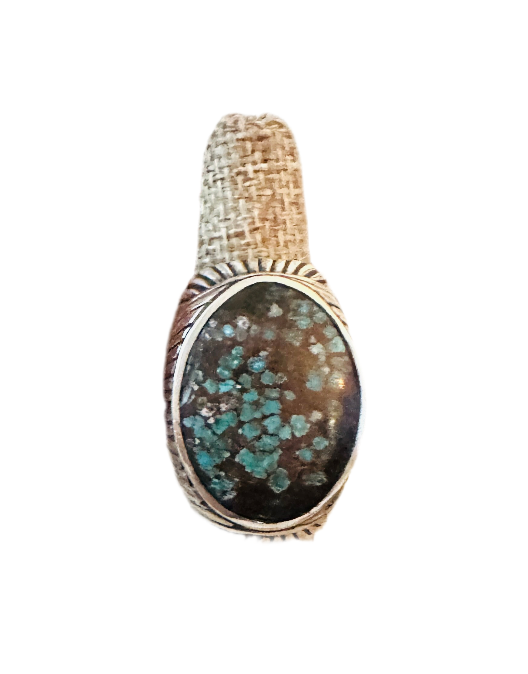 Old Pawn Handcrafted Sterling Silver & Kingman Web Turquoise Men’s Ring Size 8.5
