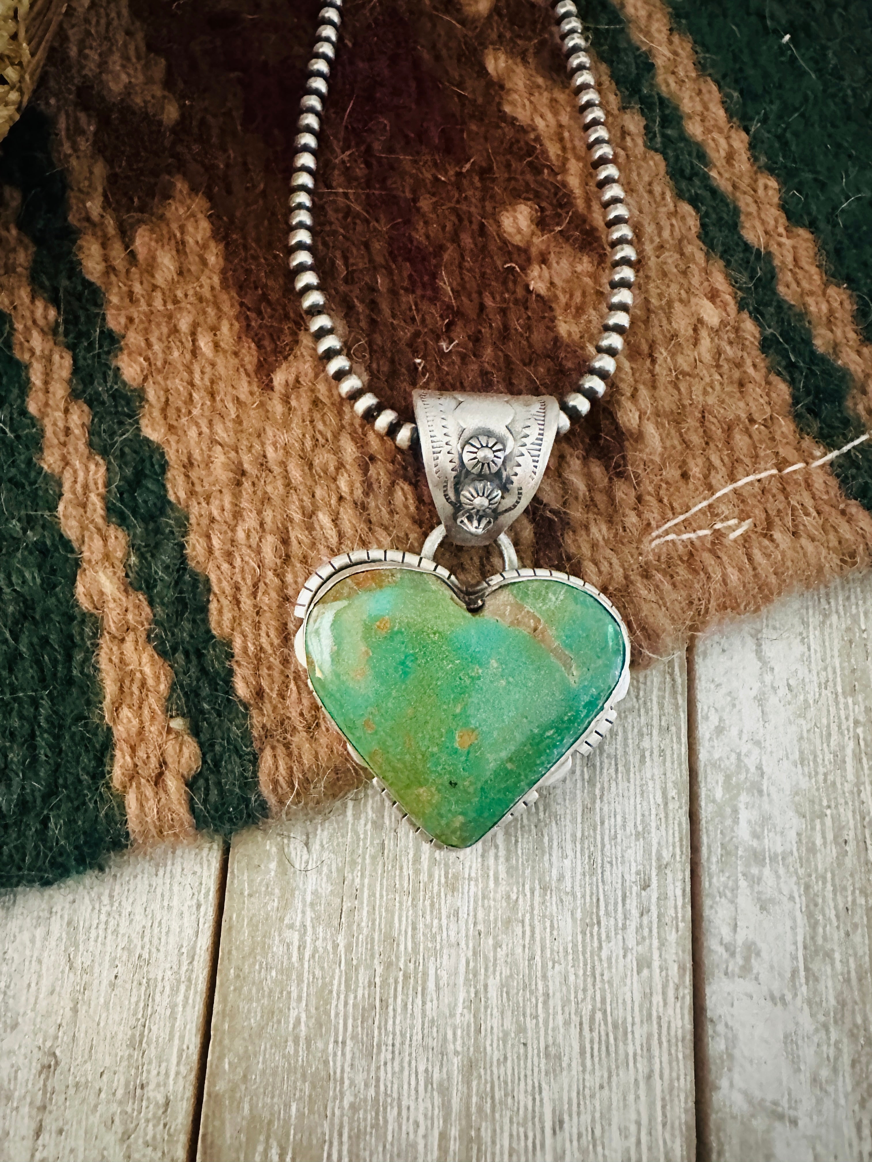 Handmade Turquoise & Sterling Silver Heart Pendant