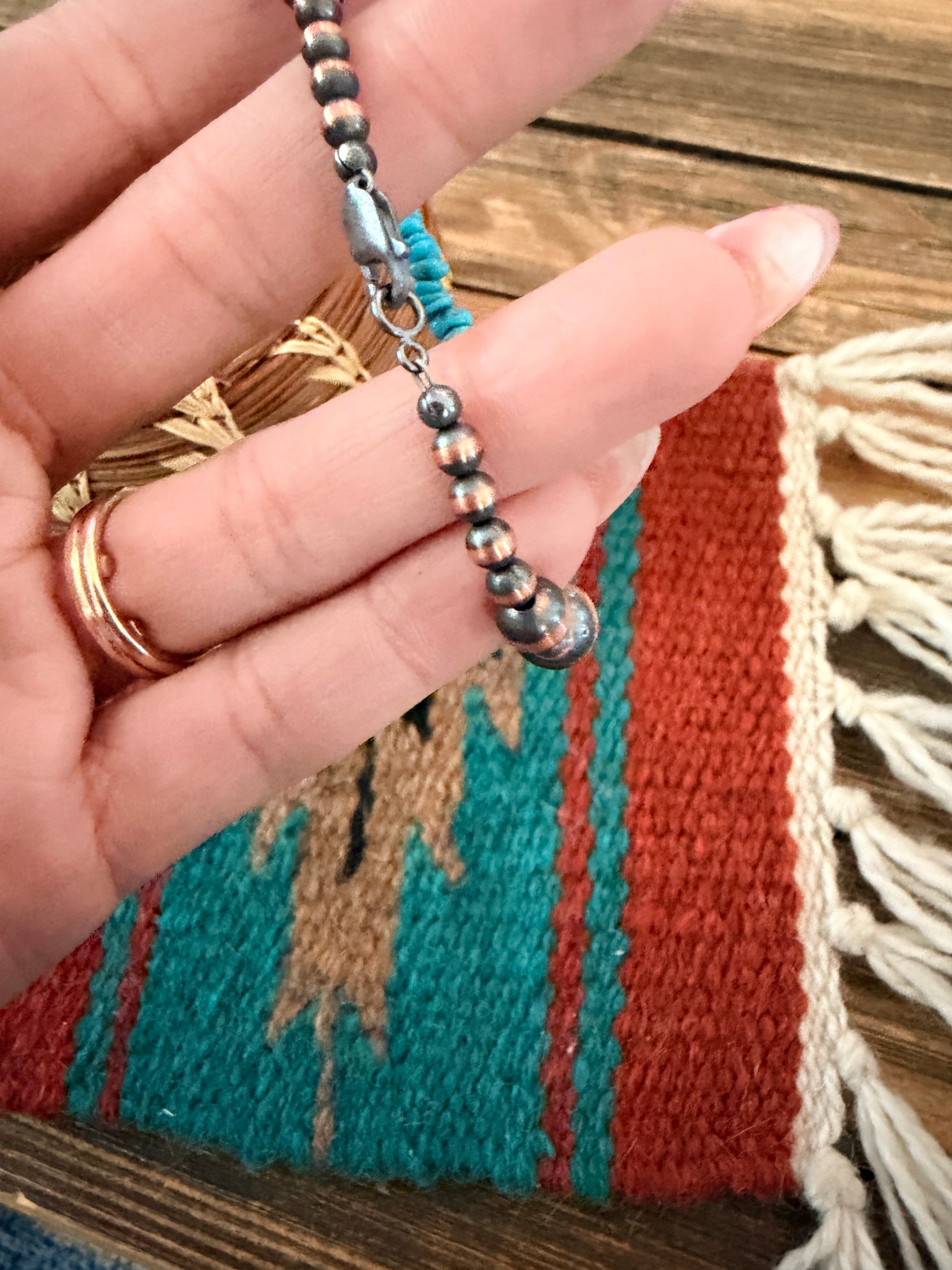 Handcrafted Turquoise & Copper Beaded Bracelet