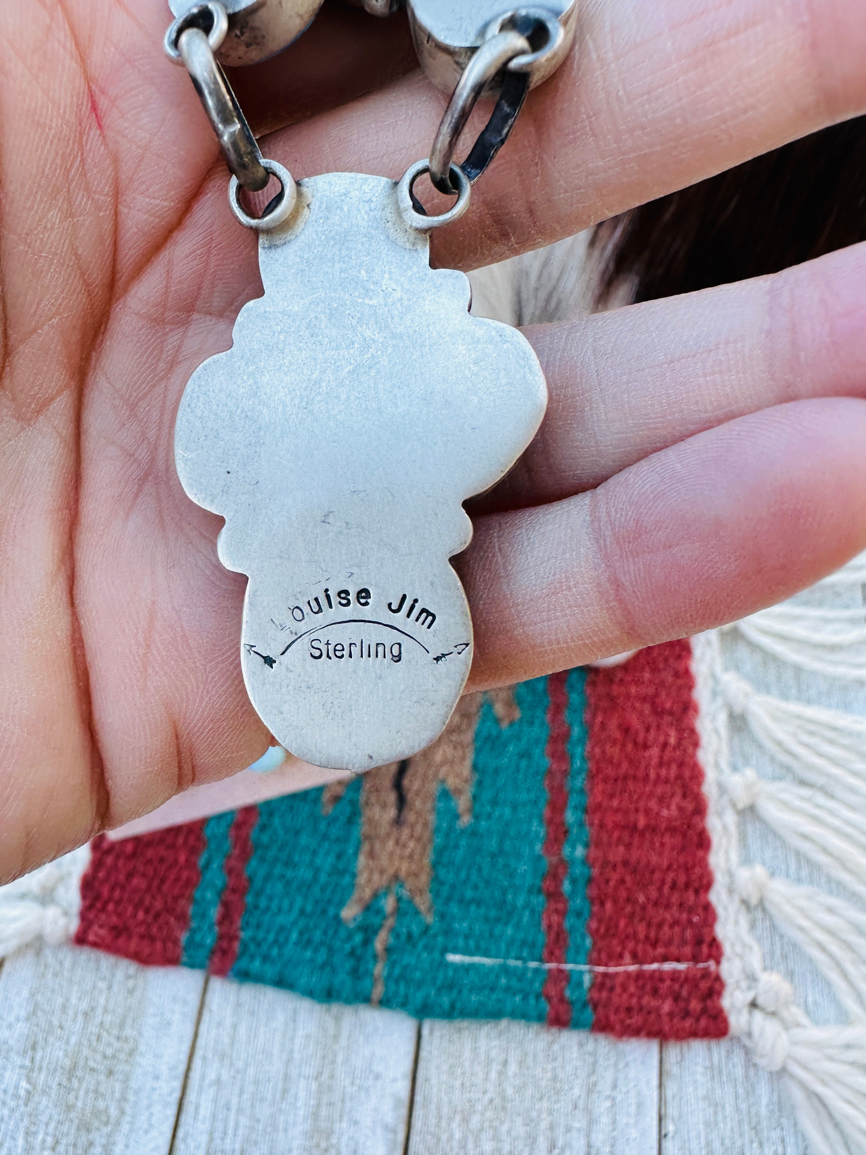 Handcrafted Golden Hills Turquoise & Sterling Silver Necklace and Earring Set by Louise Jim