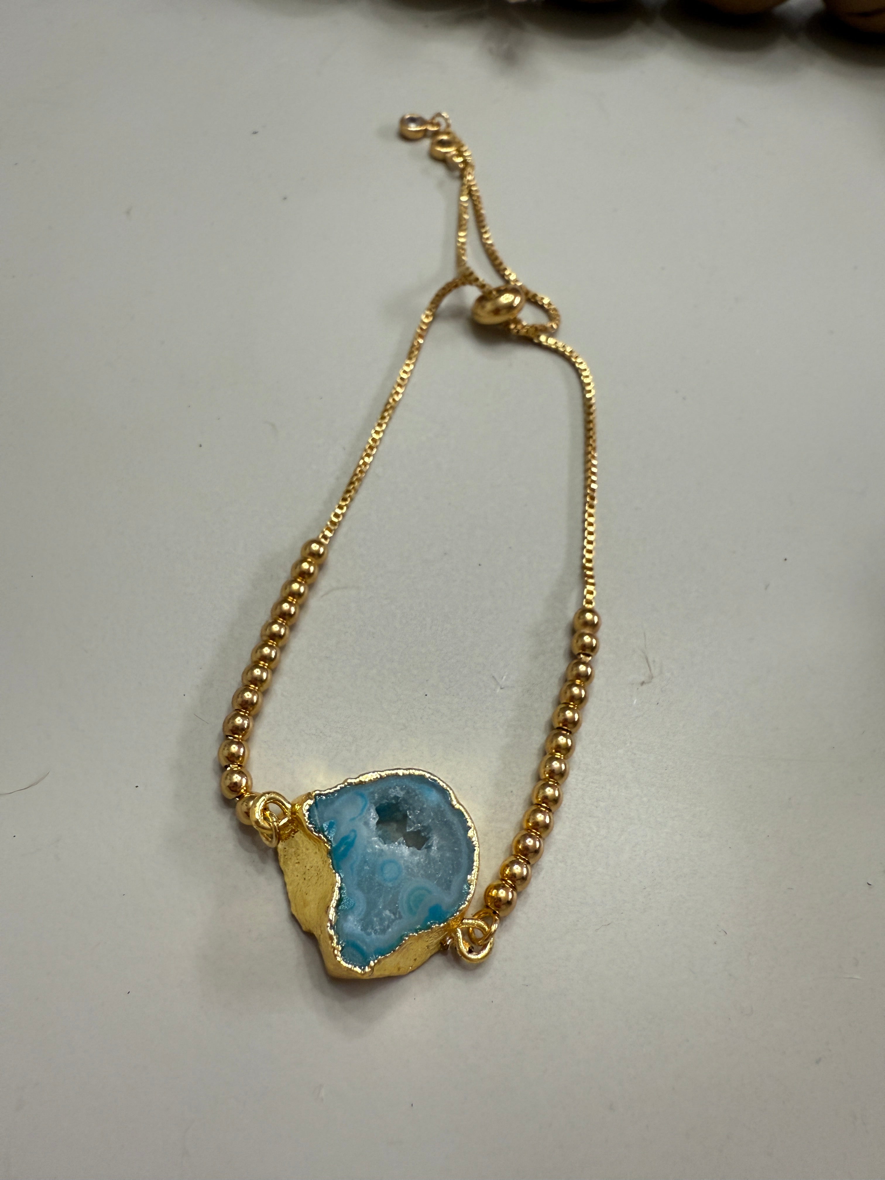 “The Golden Collection” Geo Necklace Handmade Gold Plated Agate Bracelet