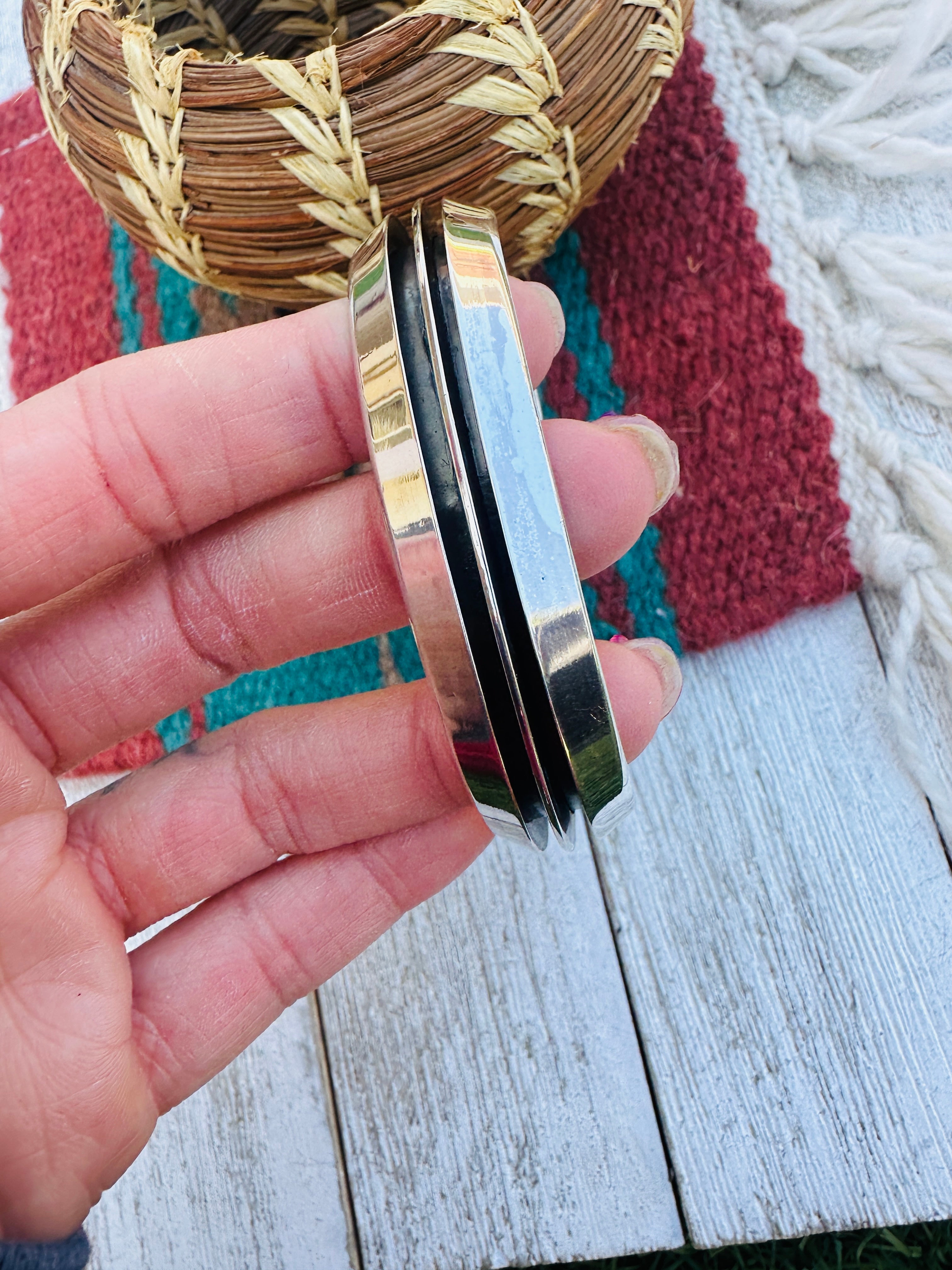 Handcrafted Hand Crafted Sterling Silver Cuff Bracelet By Tom Hawk