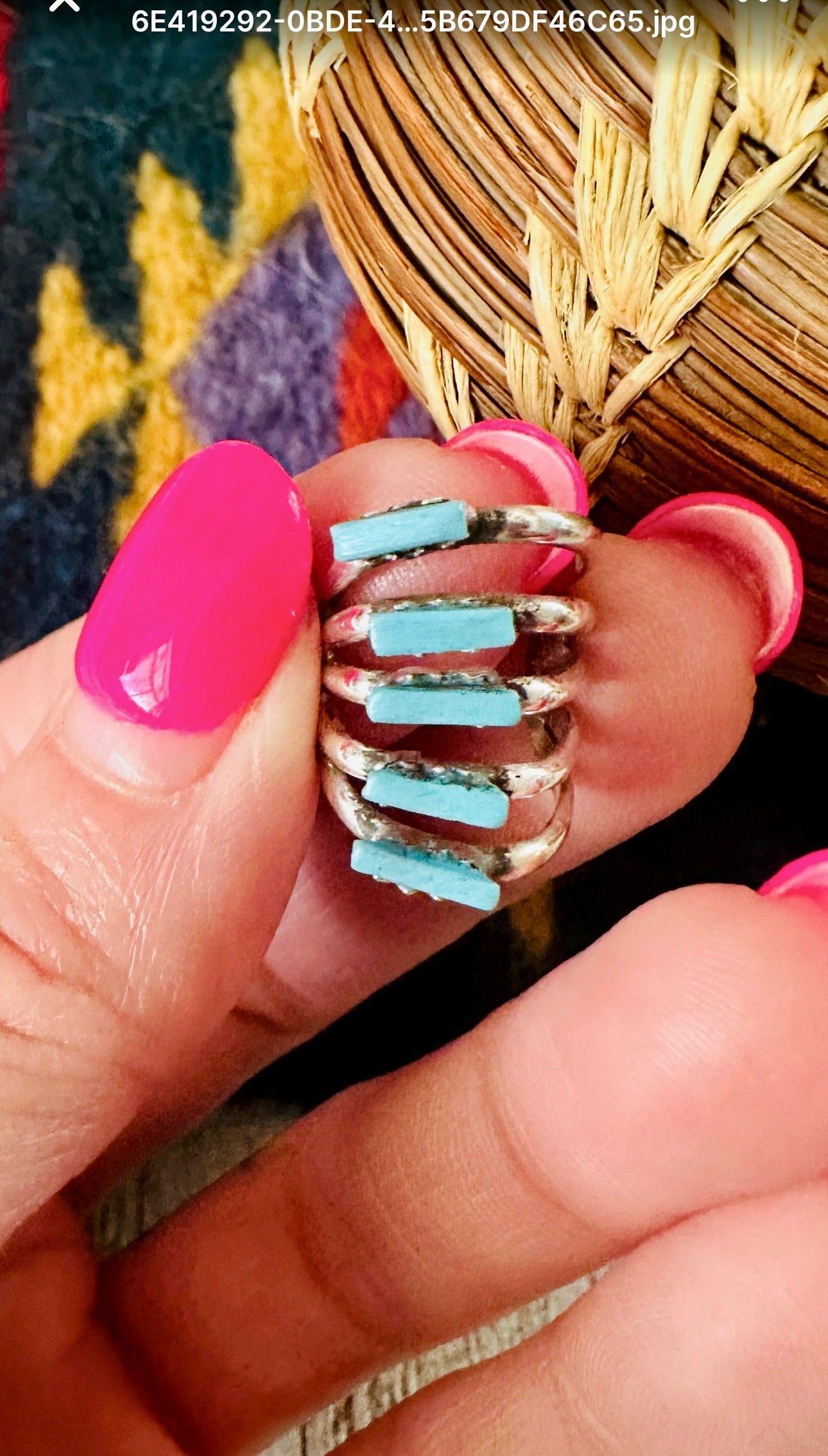 Handcrafted Sterling Silver & Turquoise 5 Stone Ear Cuff