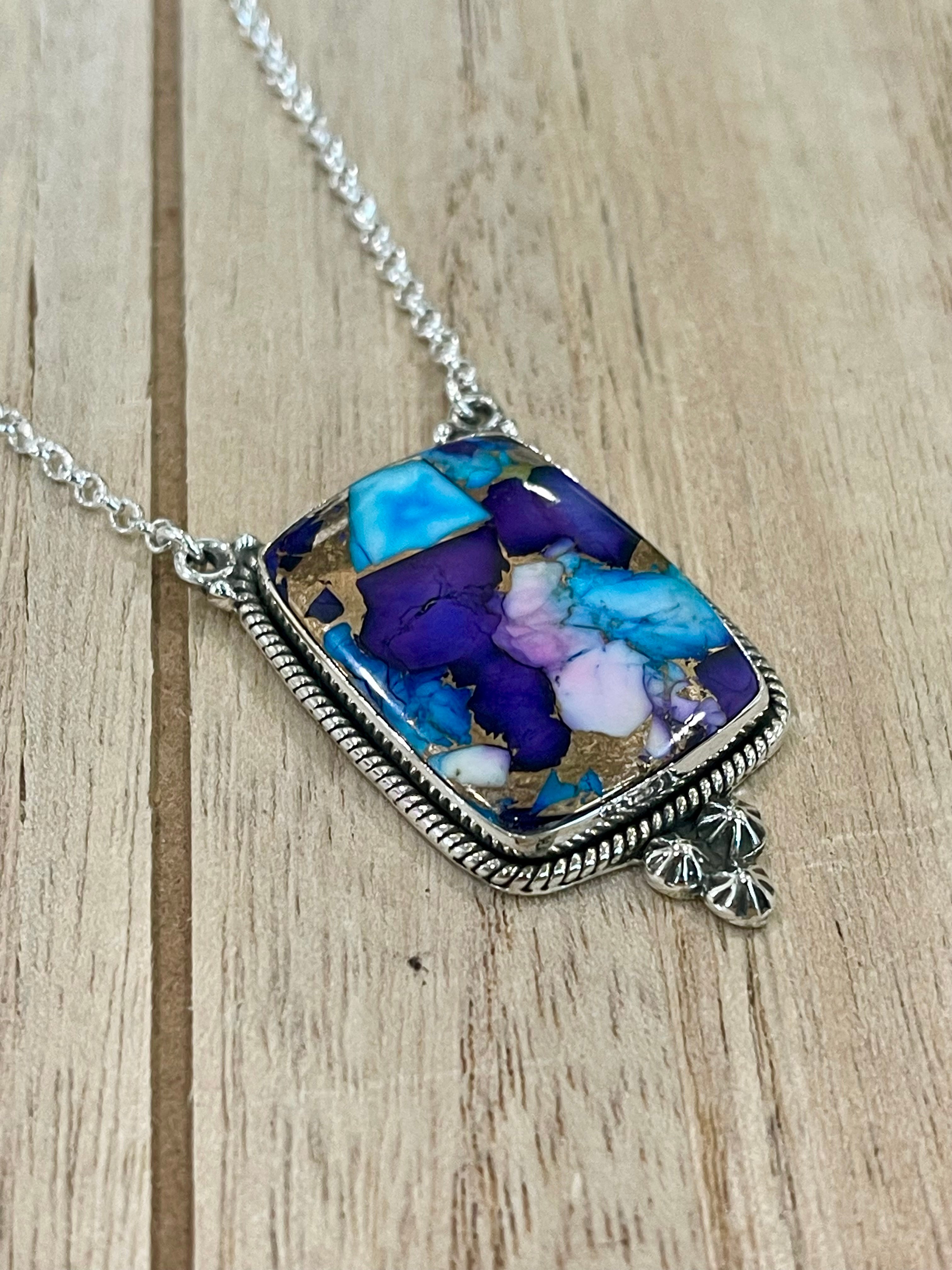 Handmade Sterling Silver & Purple Dream Mojave Heart Necklace