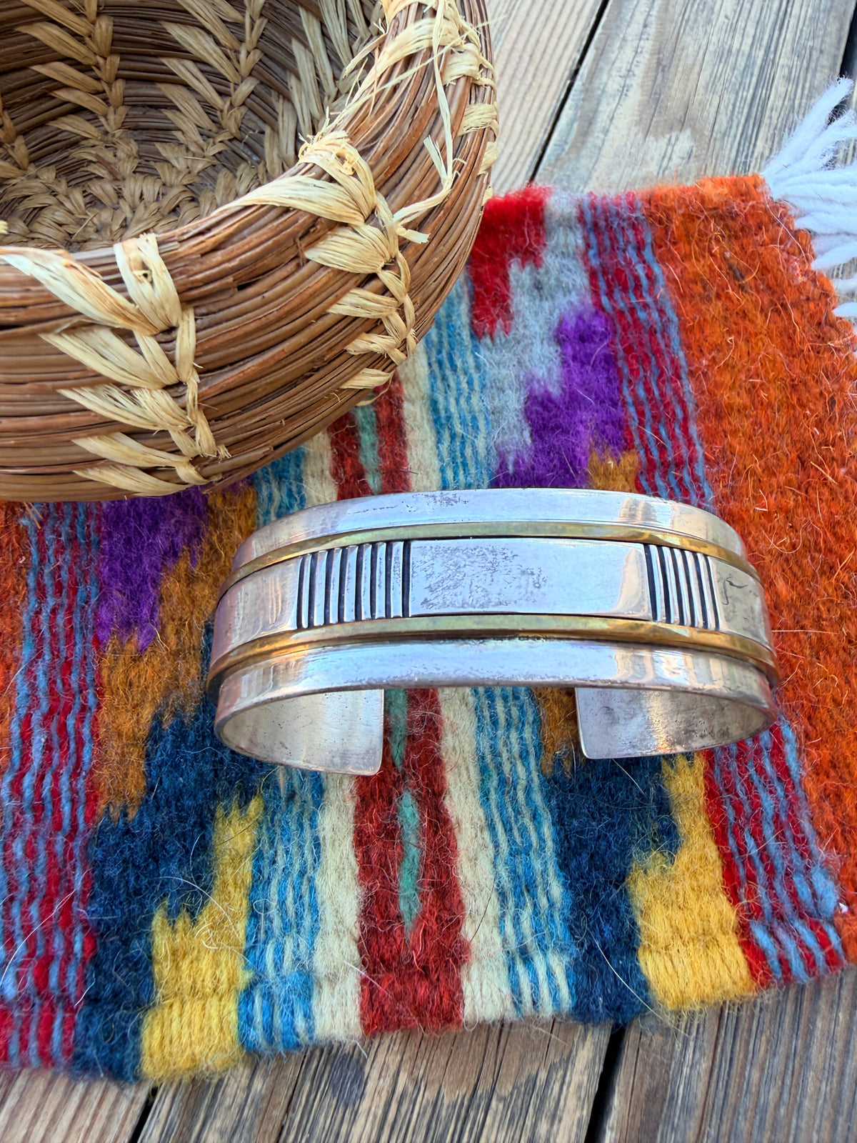 Handcrafted Old Pawn Sterling Silver Cuff Bracelet