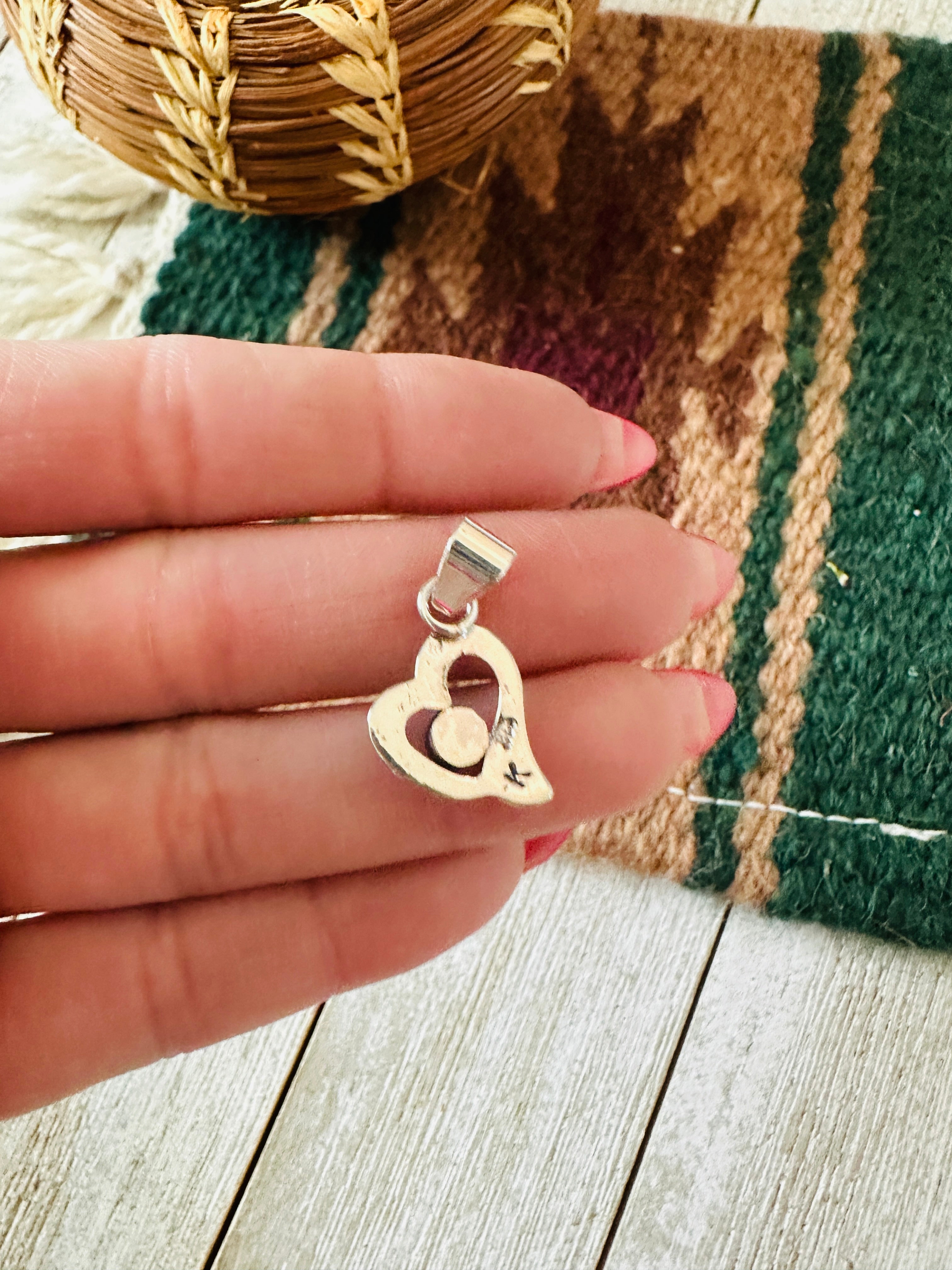 Handcrafted Turquoise & Sterling Silver Mini Heart Pendant