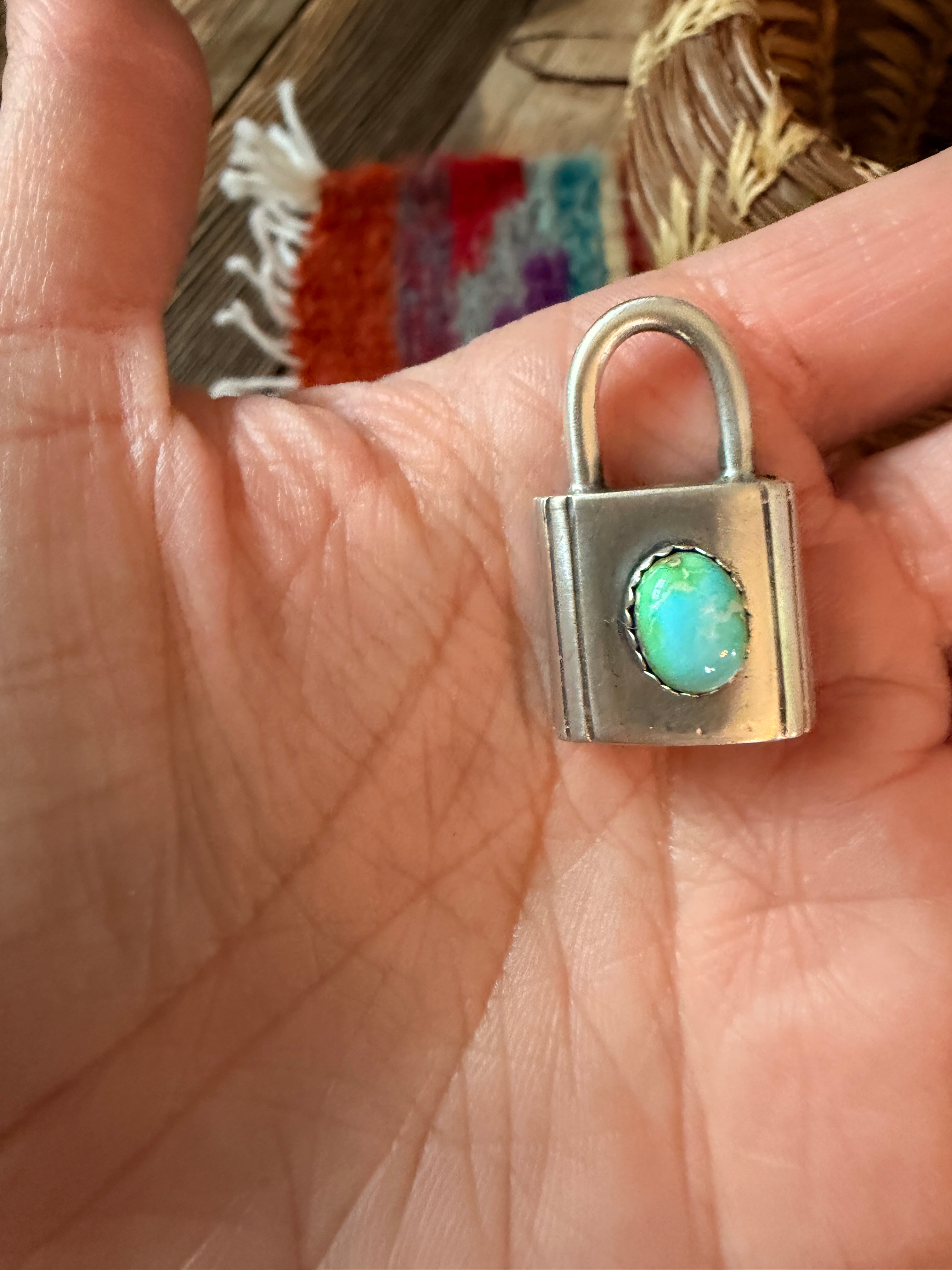 Handcrafted Sterling Silver & Turquoise Locket Pendant