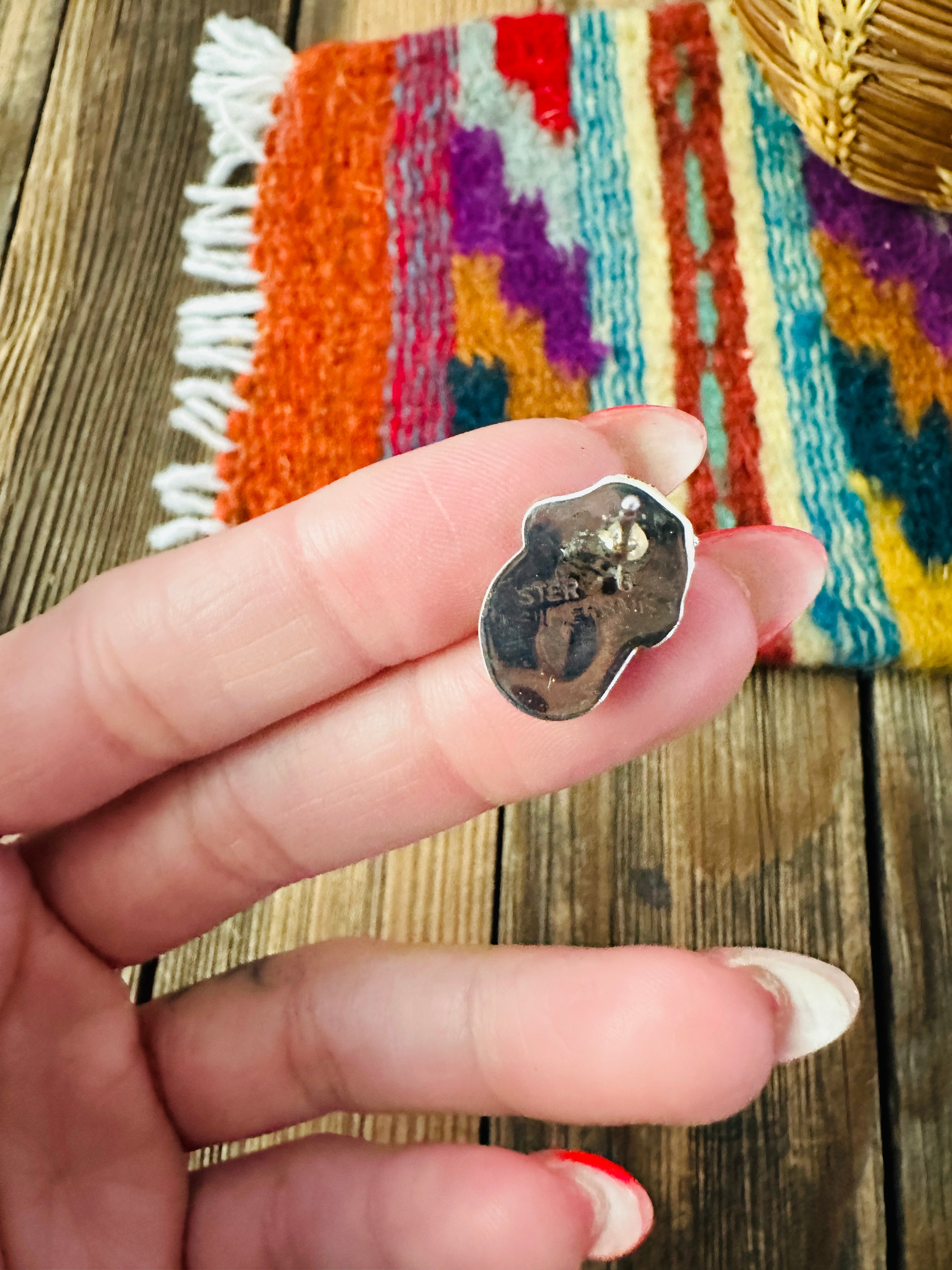 Handcrafted Lapis & Sterling Silver Stud Earrings