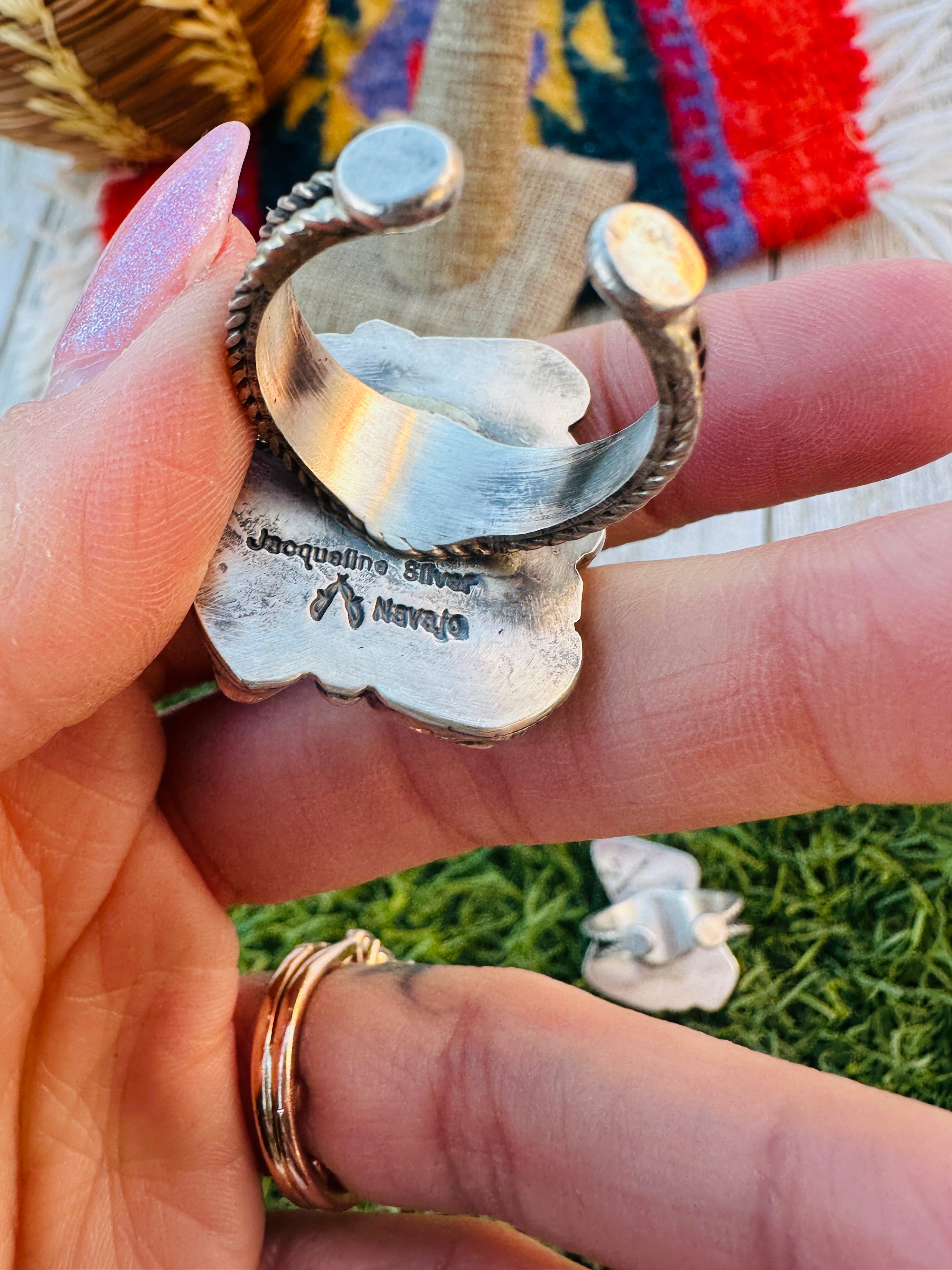 Handcrafted Royston Turquoise & Sterling Silver Adjustable Ring by Jacqueline Silver