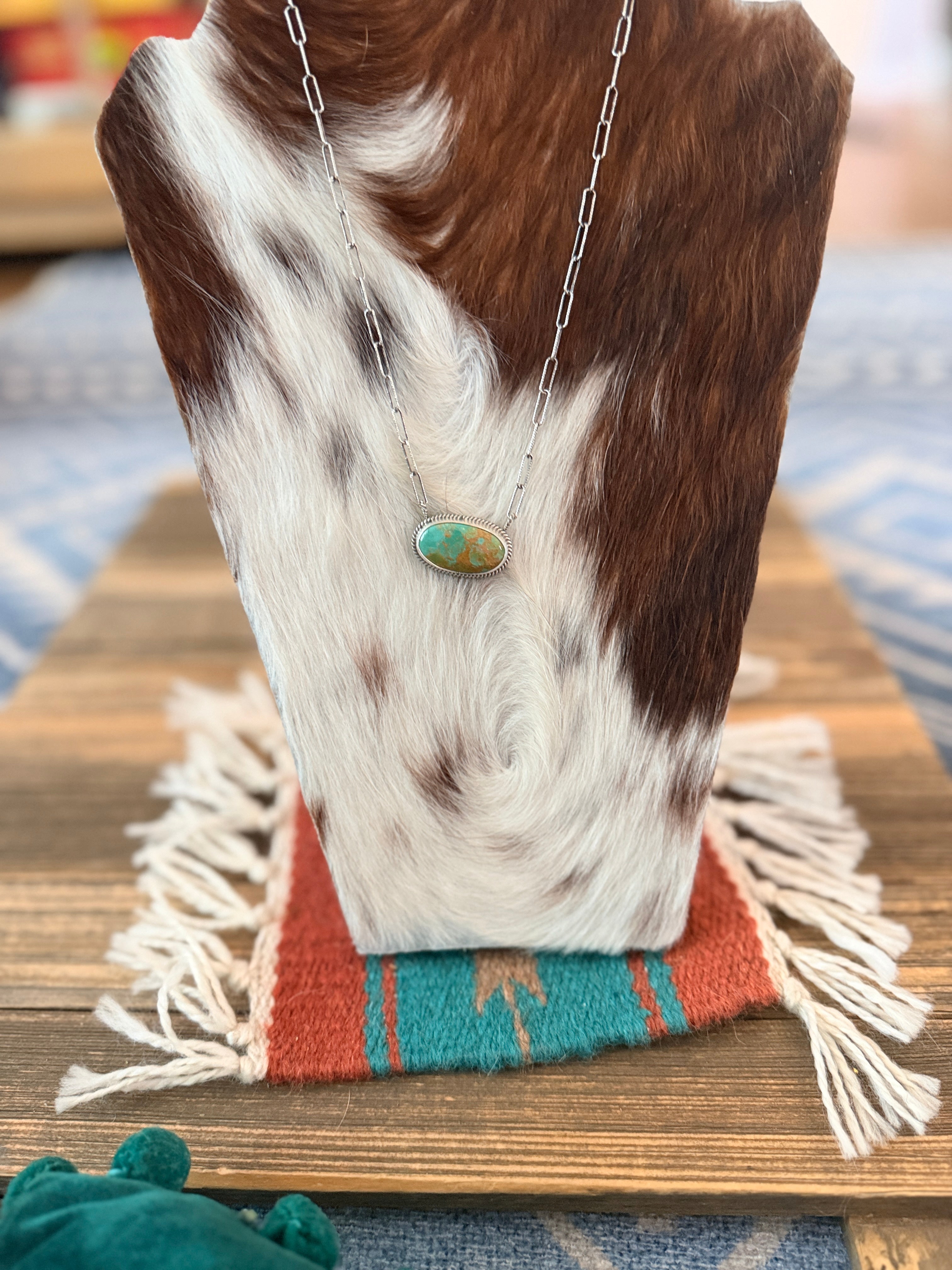 Handmade Sterling Silver & Tyrone Turquoise Necklace
