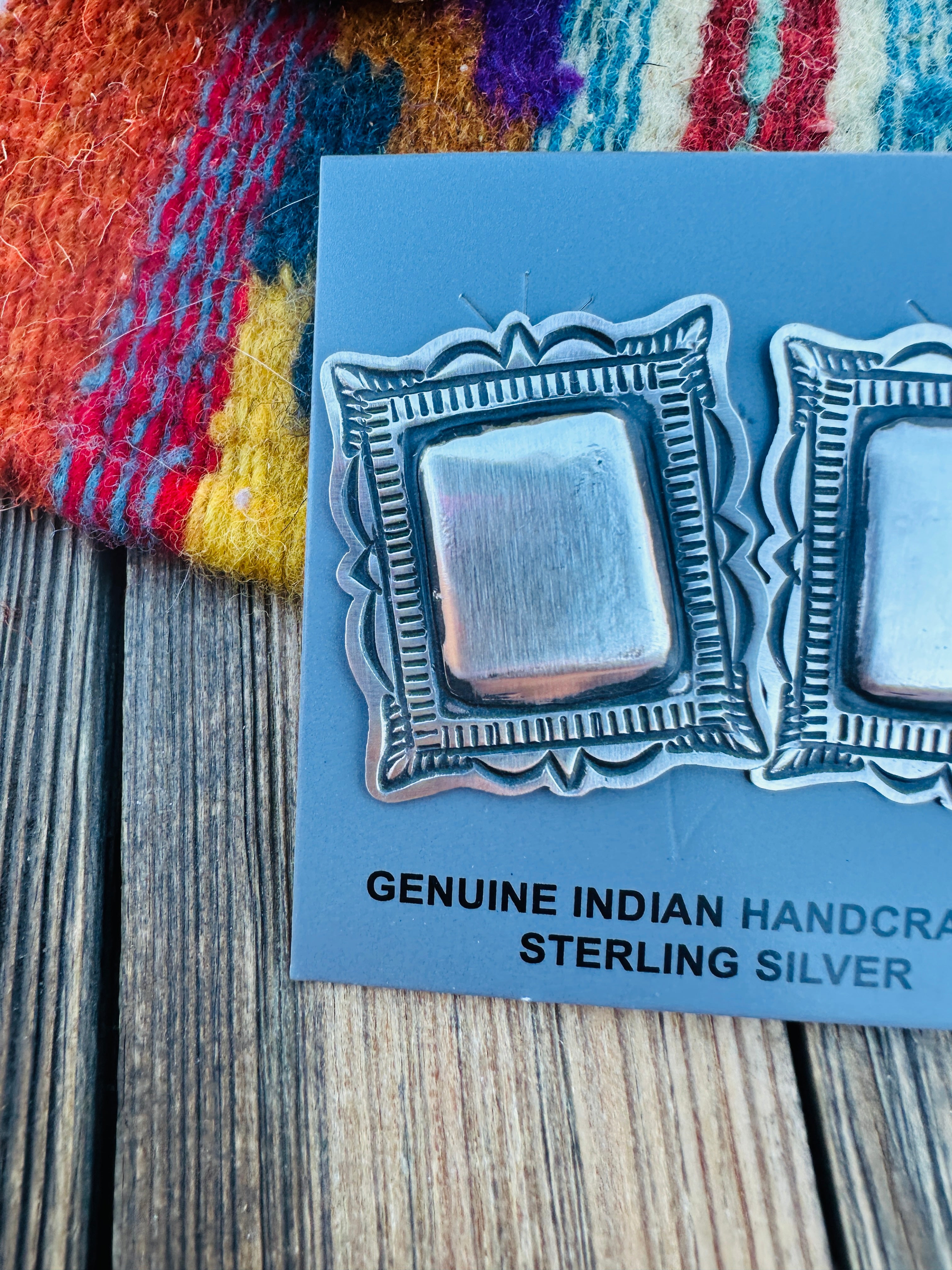 Handcrafted Sterling Silver Concho Post Earrings by Leander Tahe