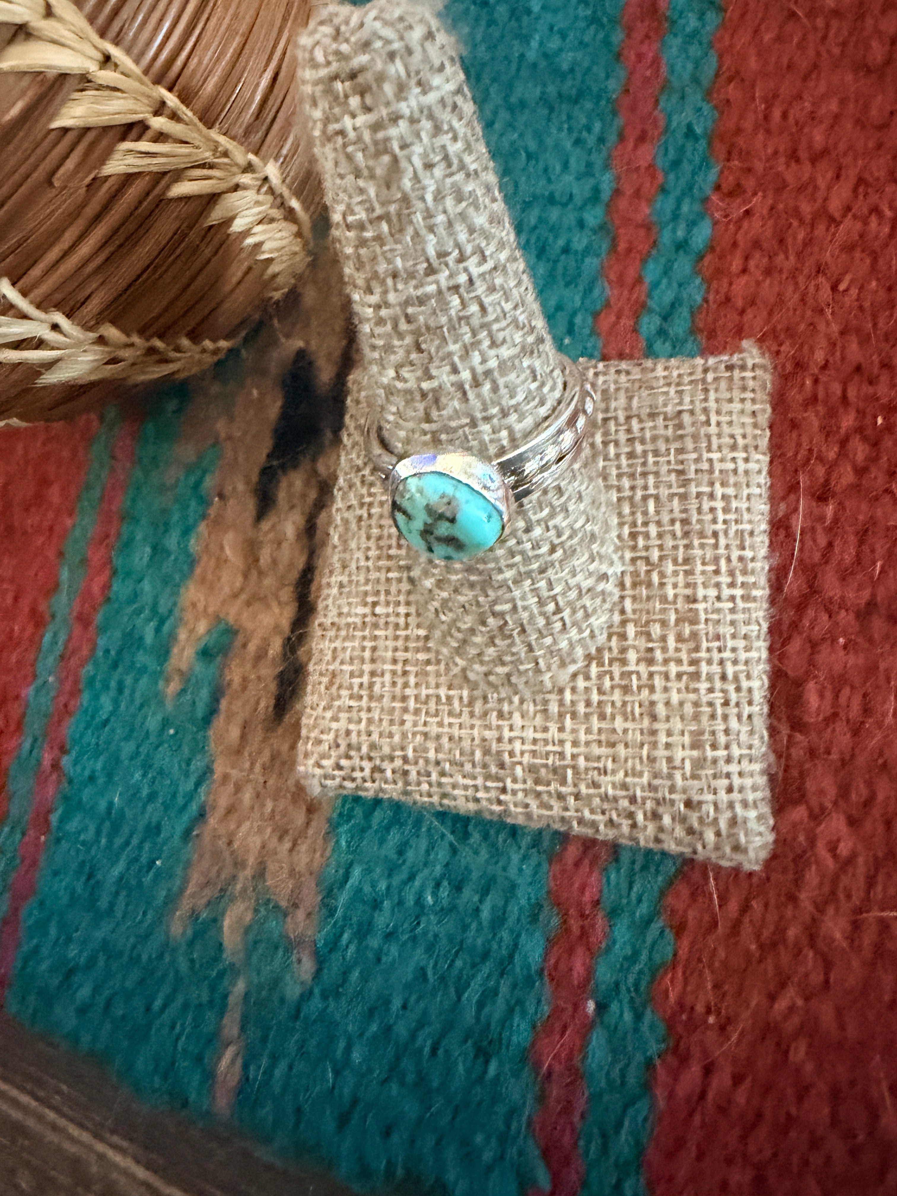 Handcrafted Turquoise & Sterling Silver Ring Size 8.75