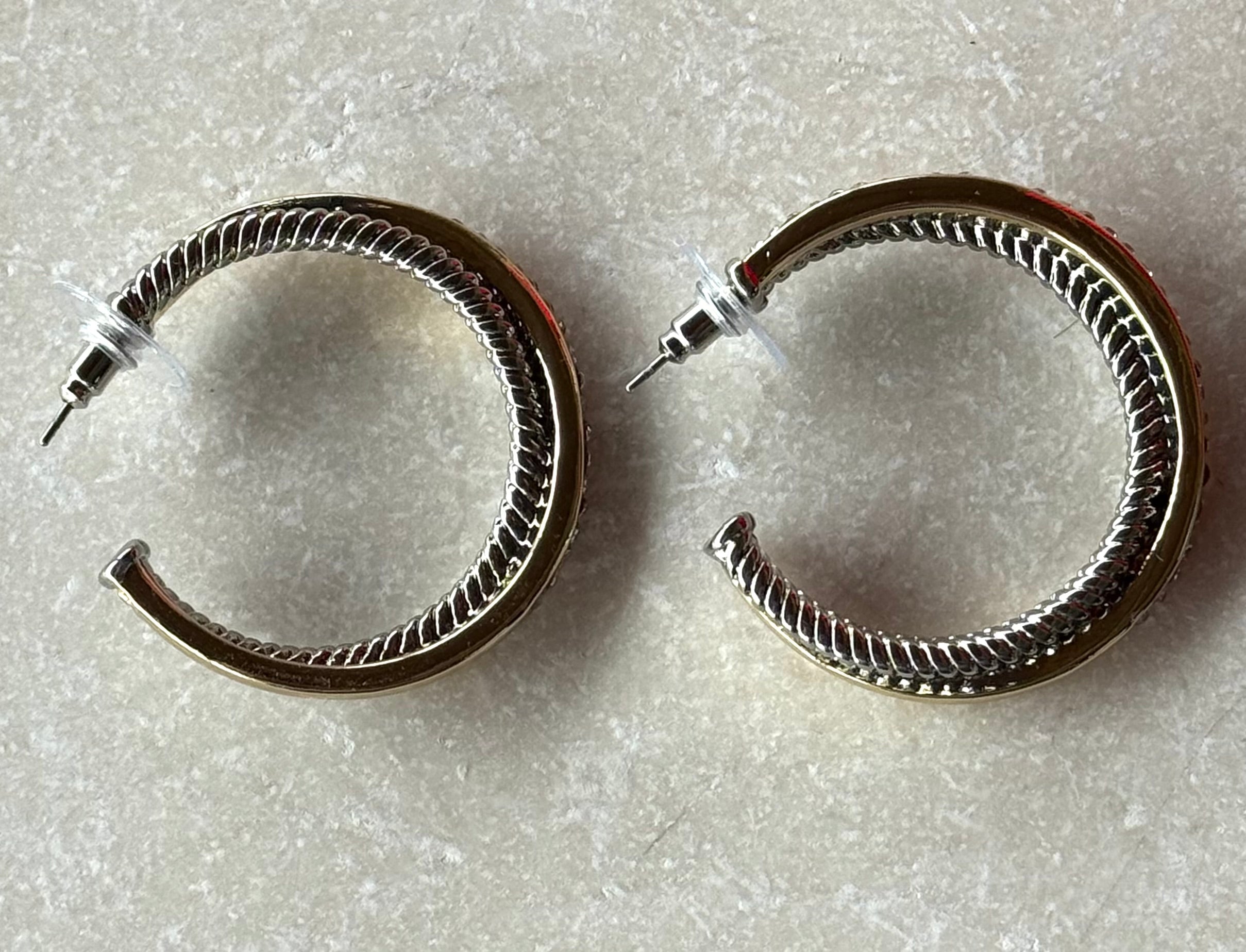 Silver & 14k Gold Plated Two Tone CZ Cable Hoop Earrings