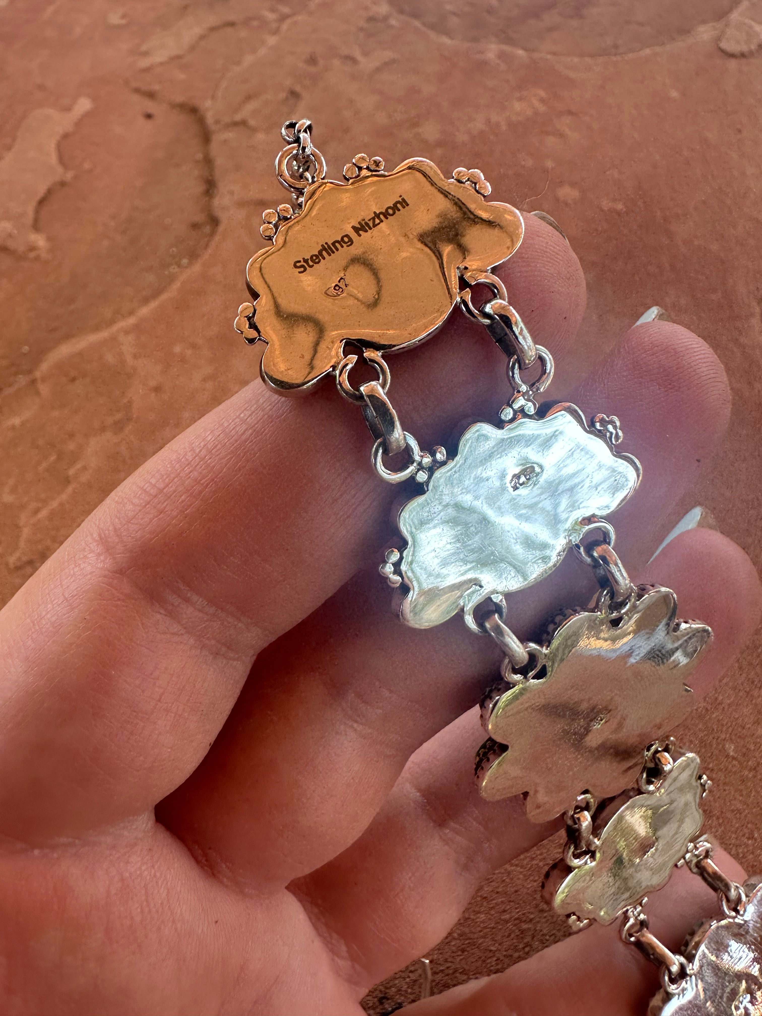 Handmade Sterling Silver & Turquoise Cluster Choker Set