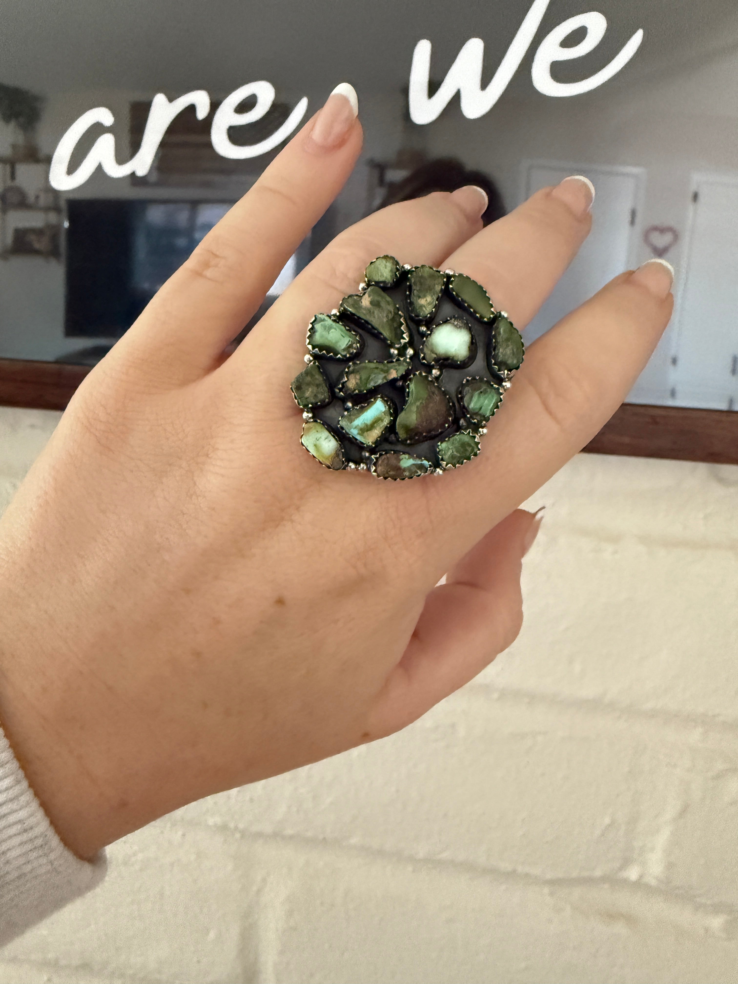 Handmade Palomino, Sonoran Turquoise & Sterling Silver Adjustable Ring