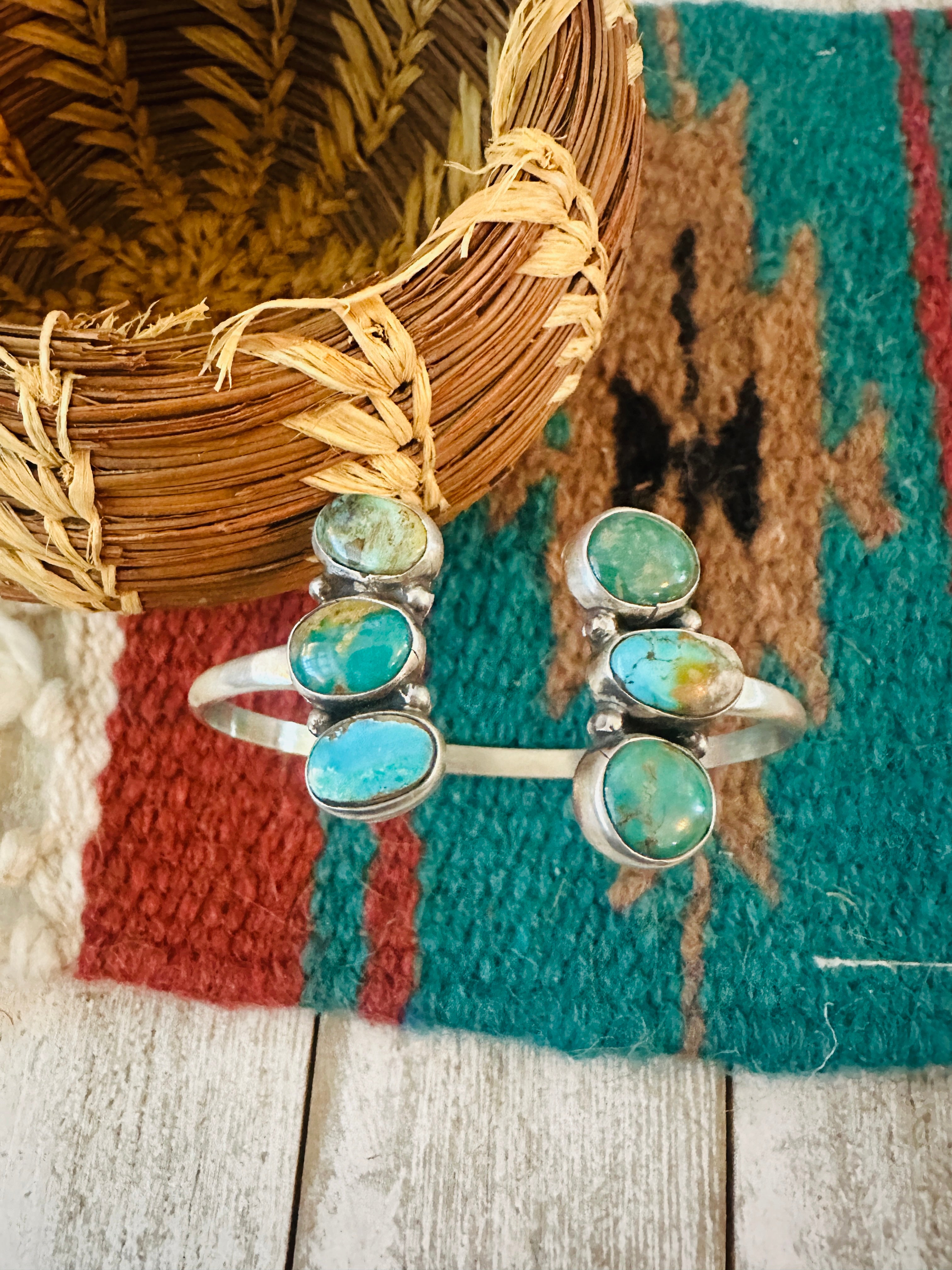 Handcrafted Turquoise & Sterling Silver Floating Cuff Bracelet