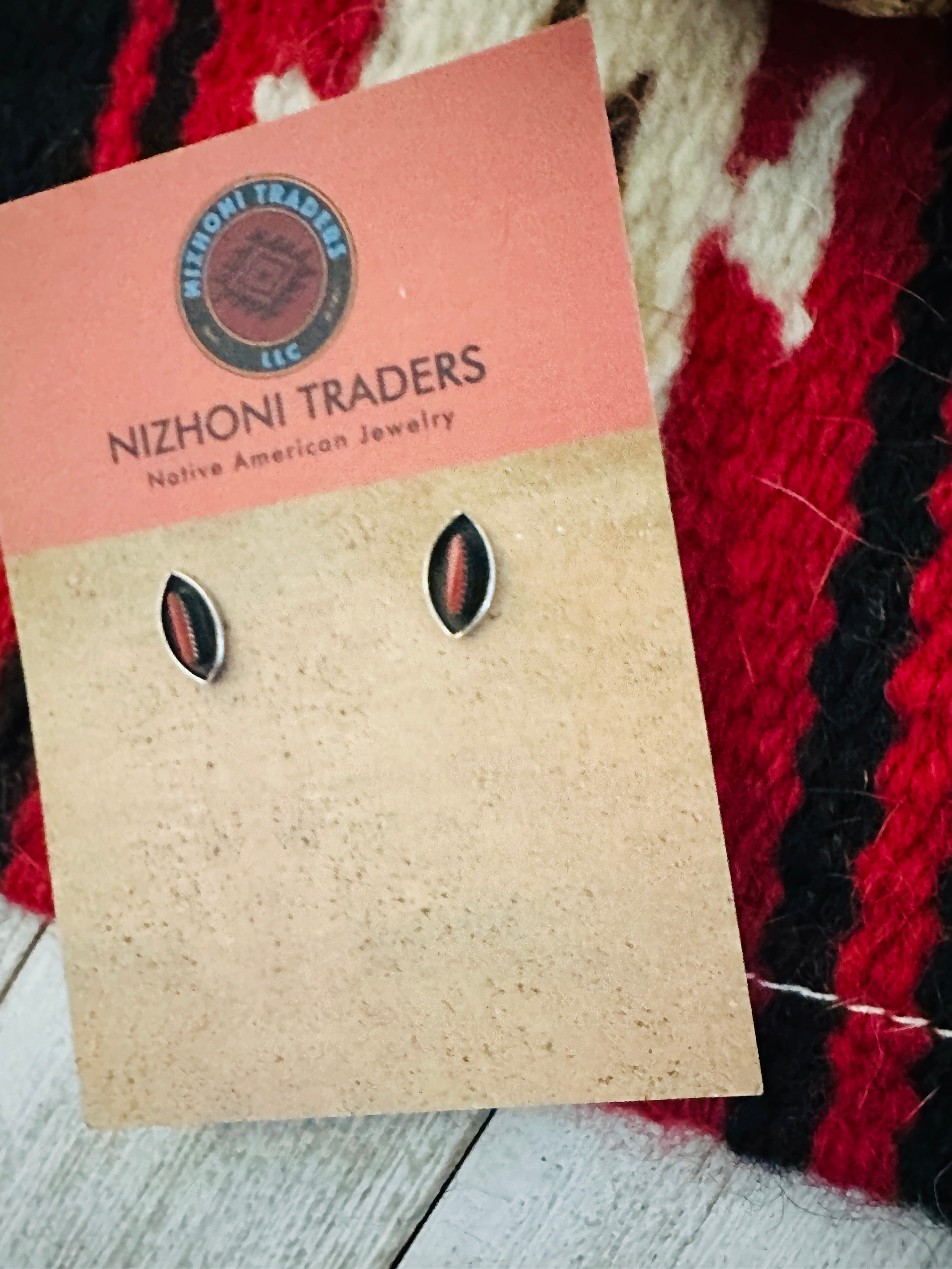 Handcrafted Coral & Sterling Silver Shadowbox Stud Earrings