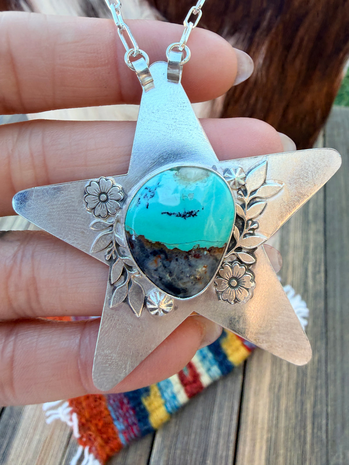 Handmade Sterling Silver & Turquoise Star Necklace