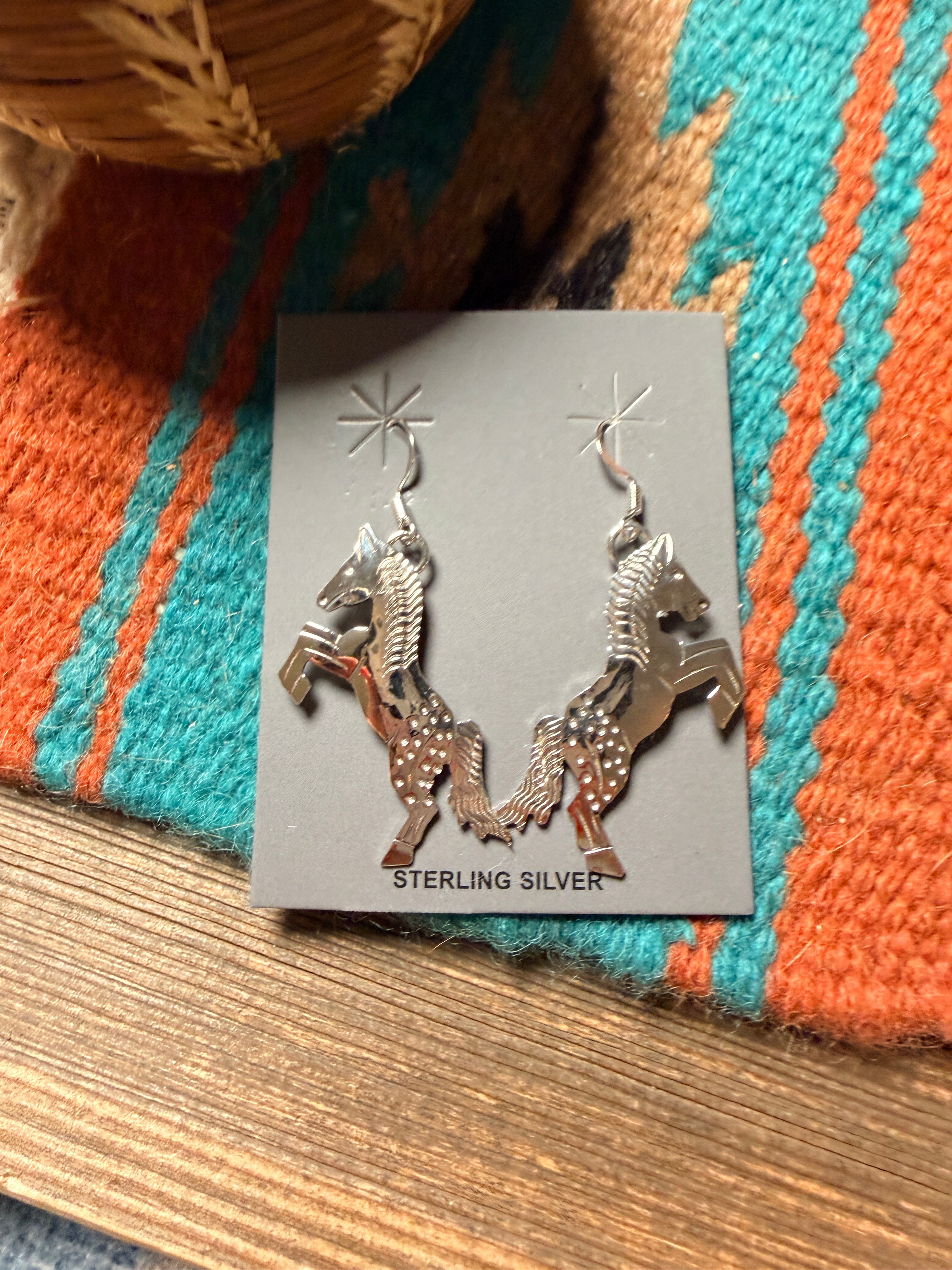 Handcrafted Sterling Silver Horse Dangle Earrings