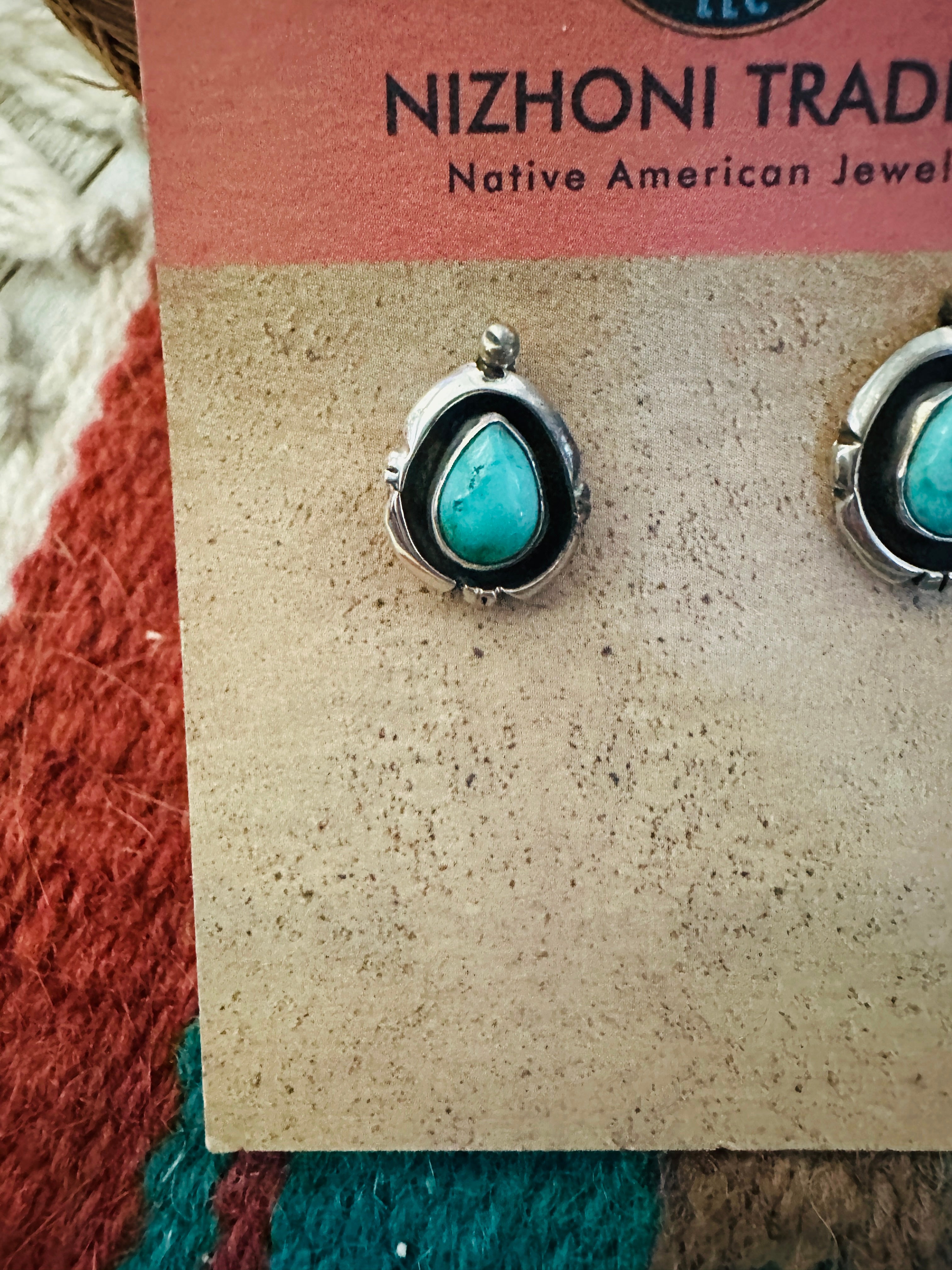 Handcrafted Sterling Silver & Turquoise Stud Earrings