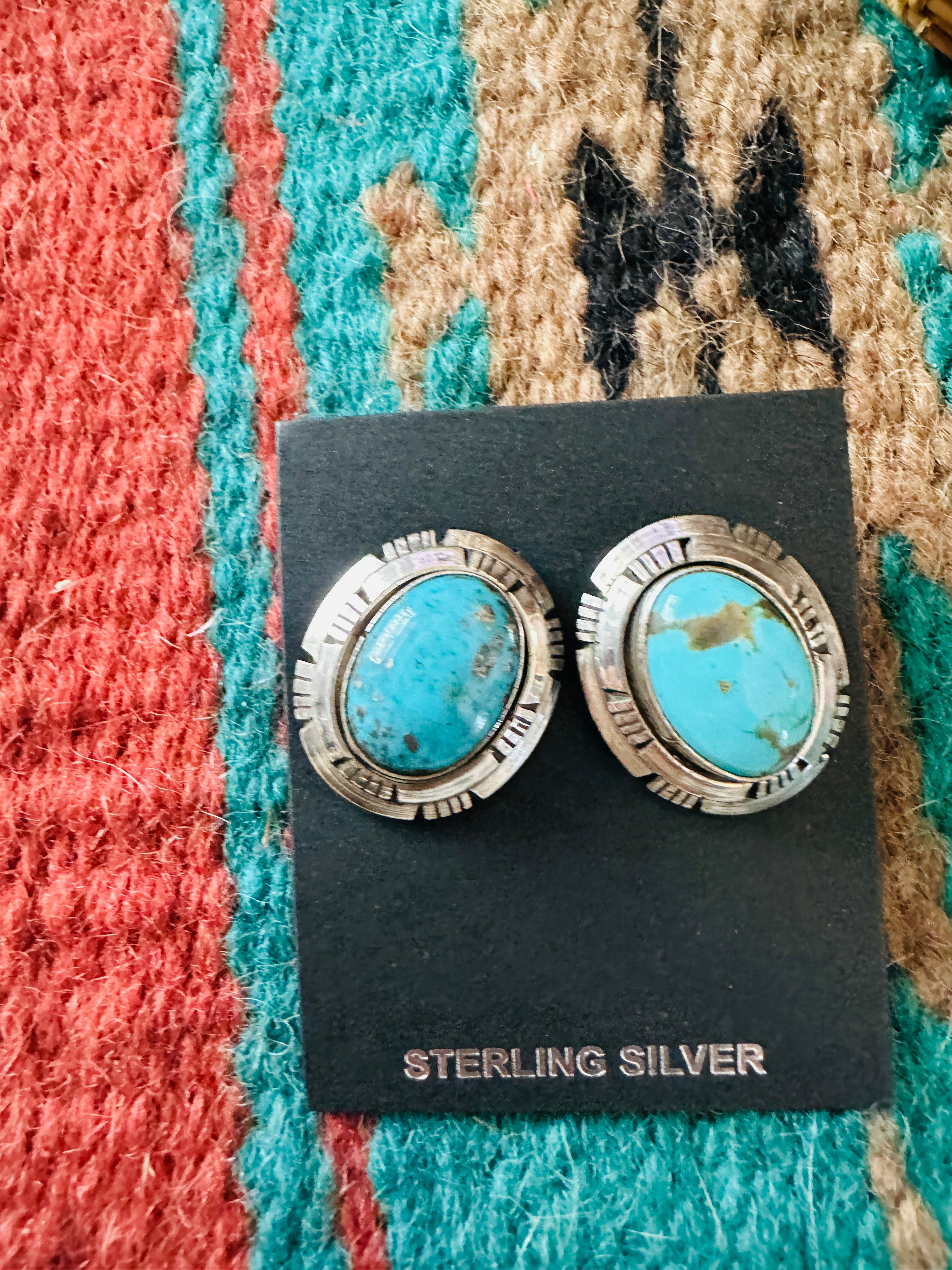 Handcrafted Sterling Silver & Turquoise Post Earrings