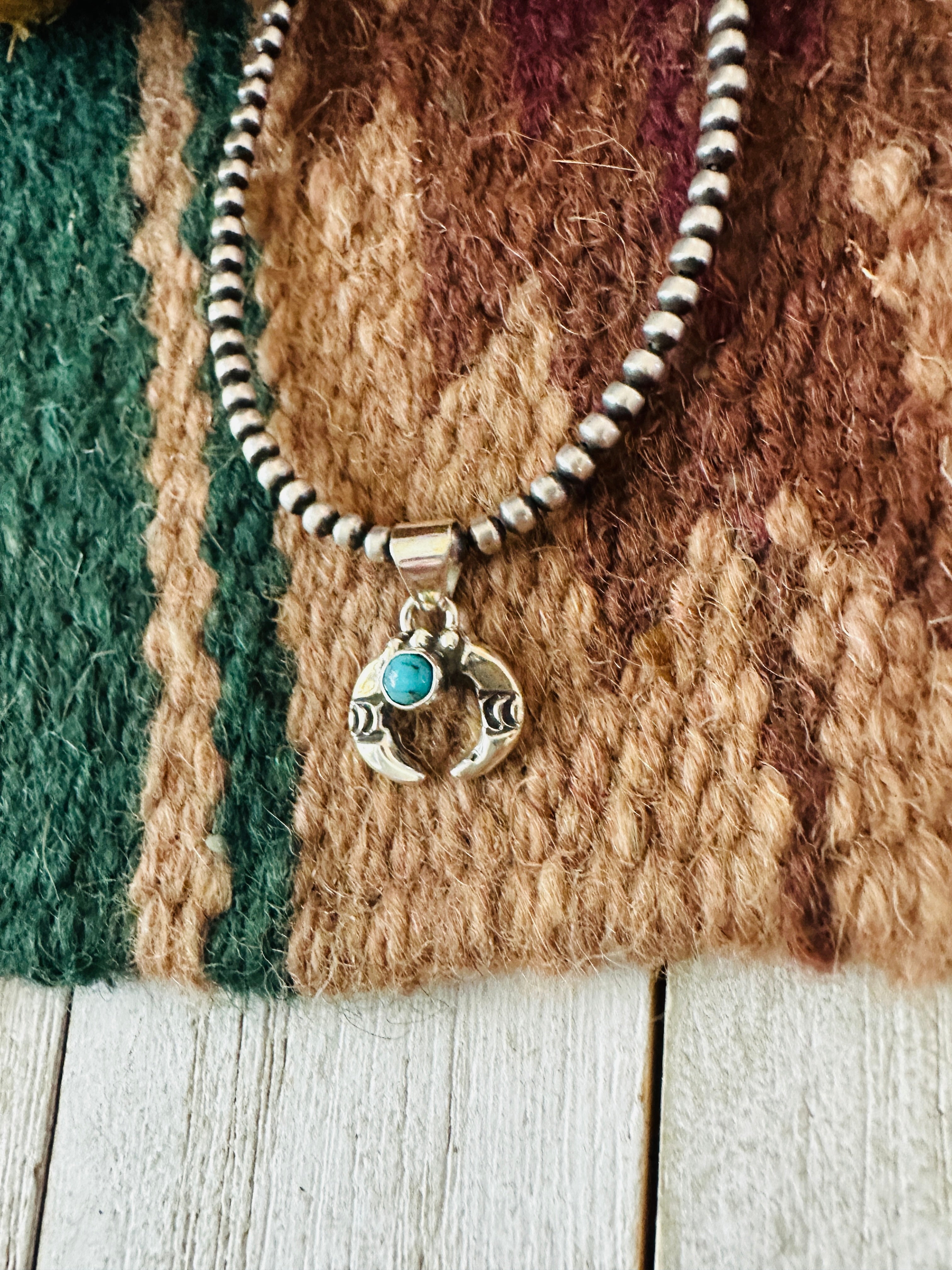 Handcrafted Turquoise & Sterling Silver Mini Naja Pendant
