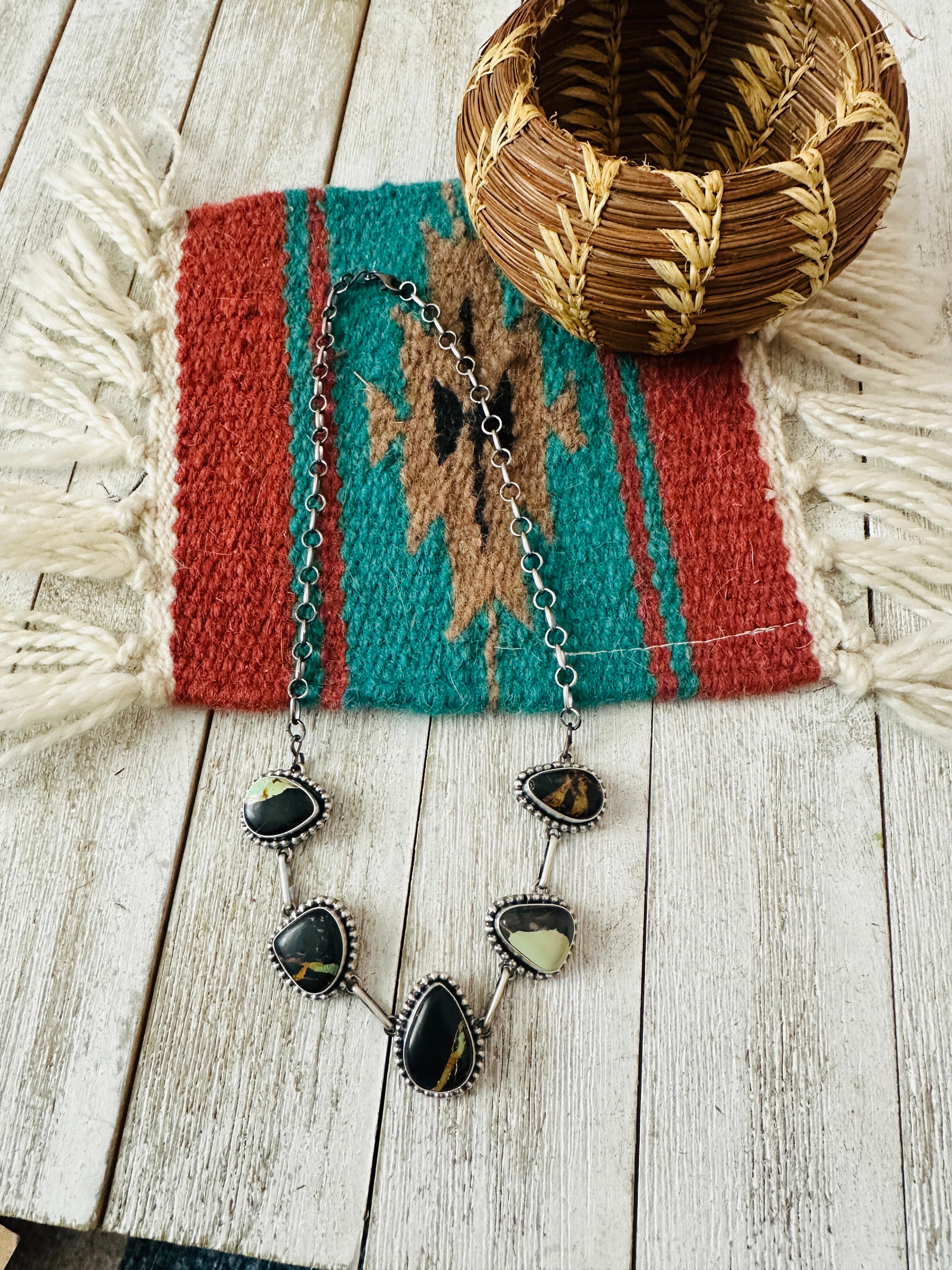 Handcrafted Blackjack Turquoise & Sterling Silver Necklace
