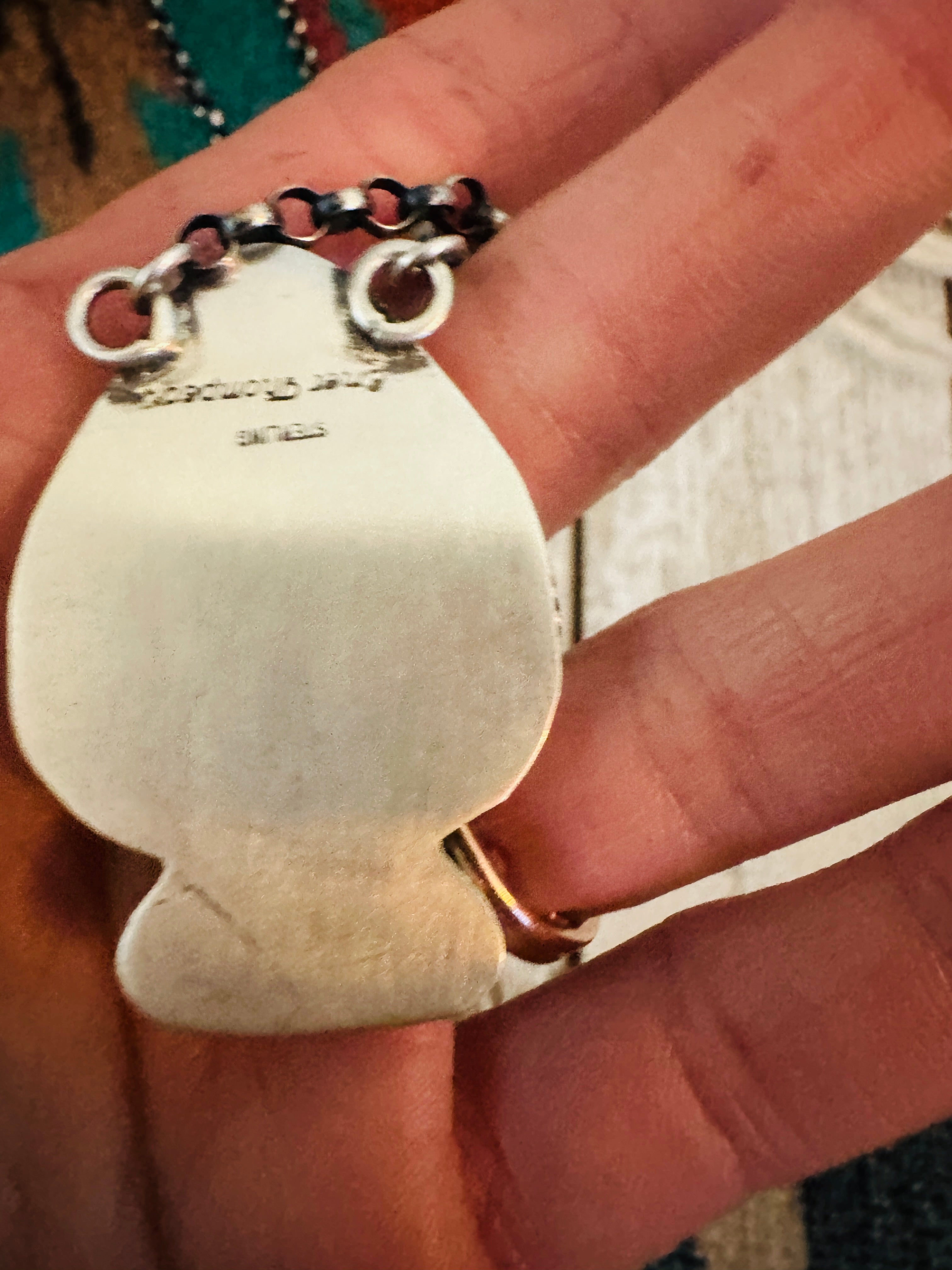 Navajo Sterling Silver & Multi Stone Inlay Spade Necklace