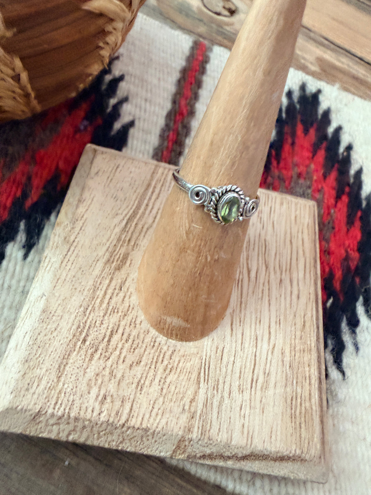 Handmade Sterling Silver & Peridot Adjustable Ring