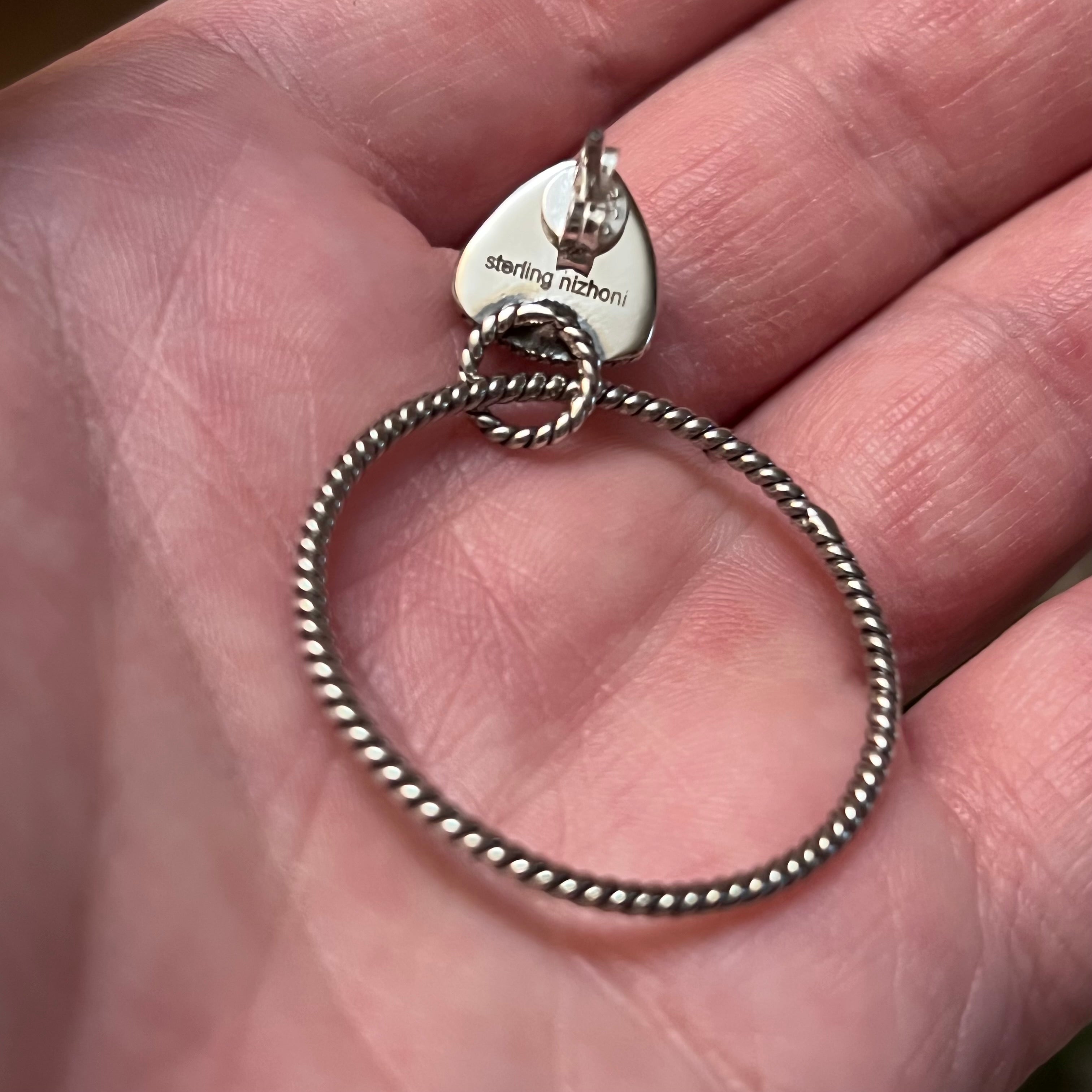 Handmade Pink Speckled Opal & Sterling Silver Hoop Earrings