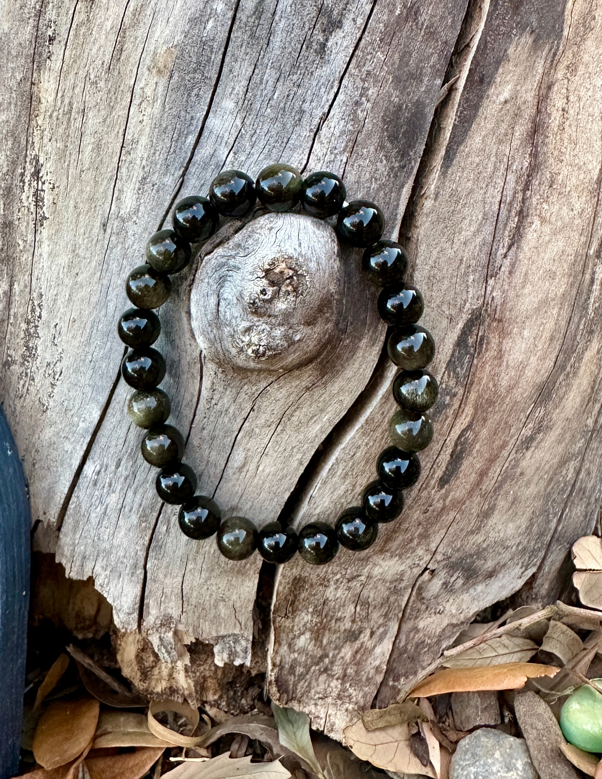 Black Banded Agate 8mm beaded stretch bracelet