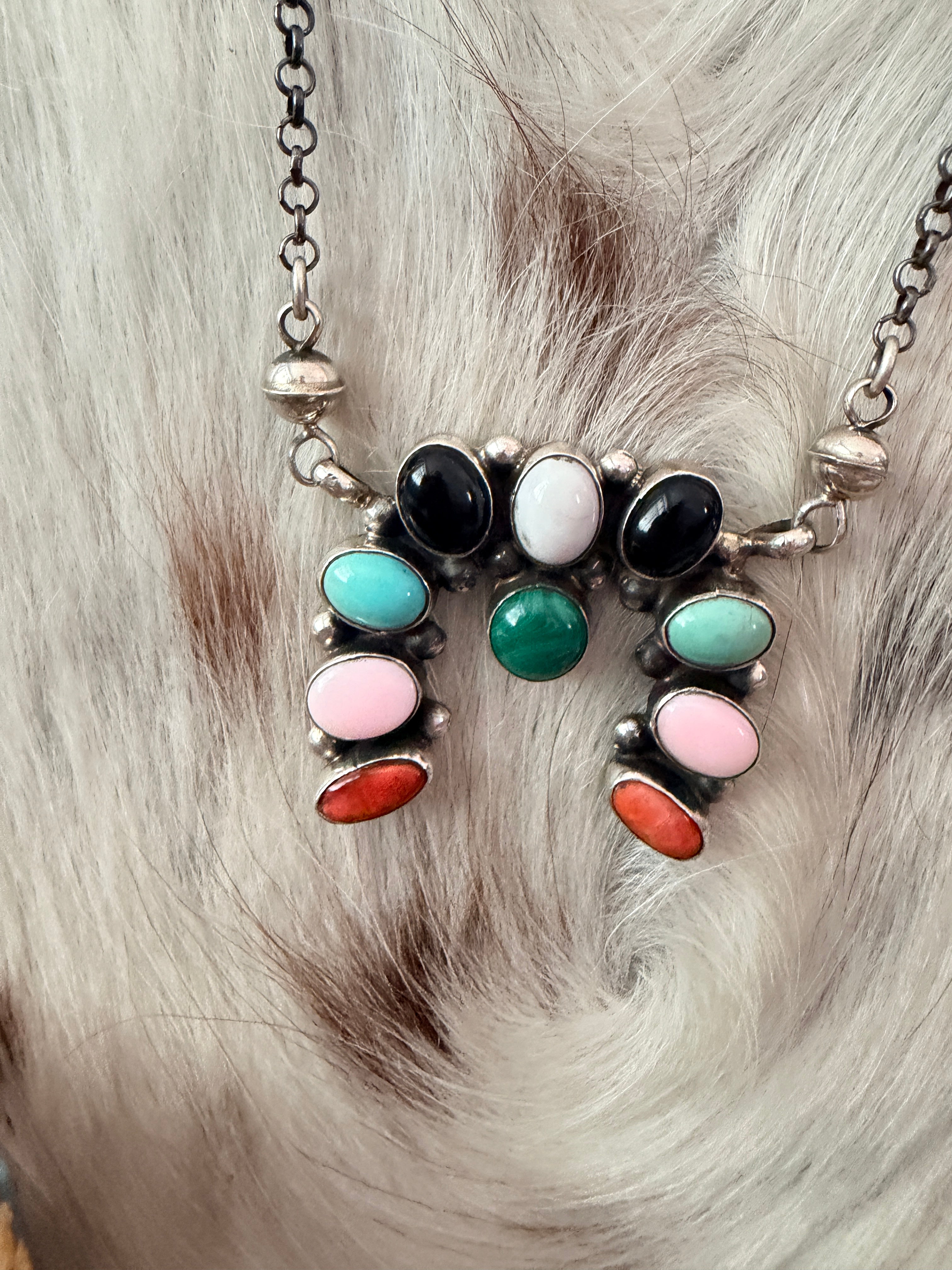 Handcrafted Multi Stone & Sterling Silver Naja Necklace by Jacqueline Silver