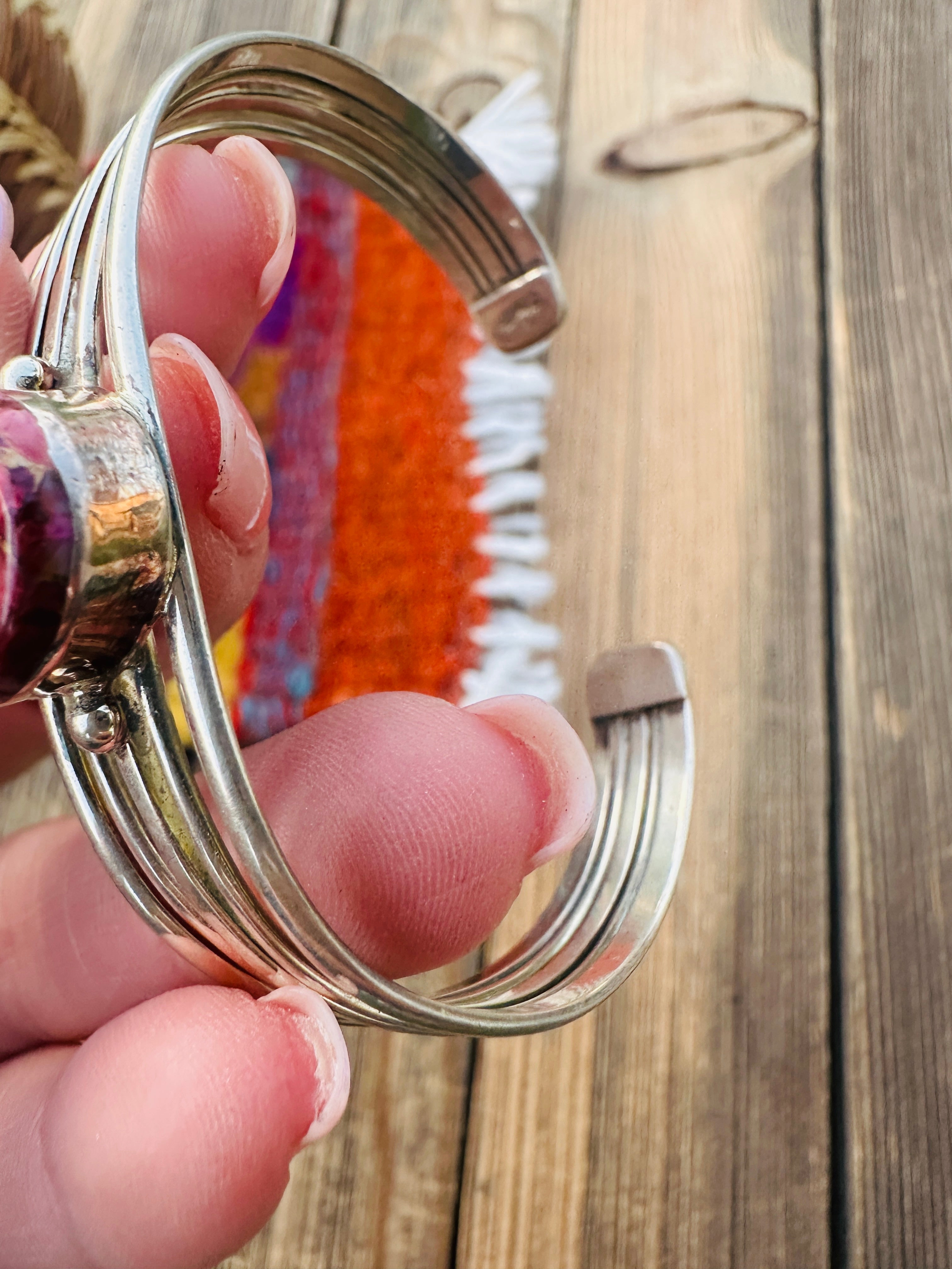 Handcrafted Pink Dream Mojave & Sterling Silver Cuff Bracelet